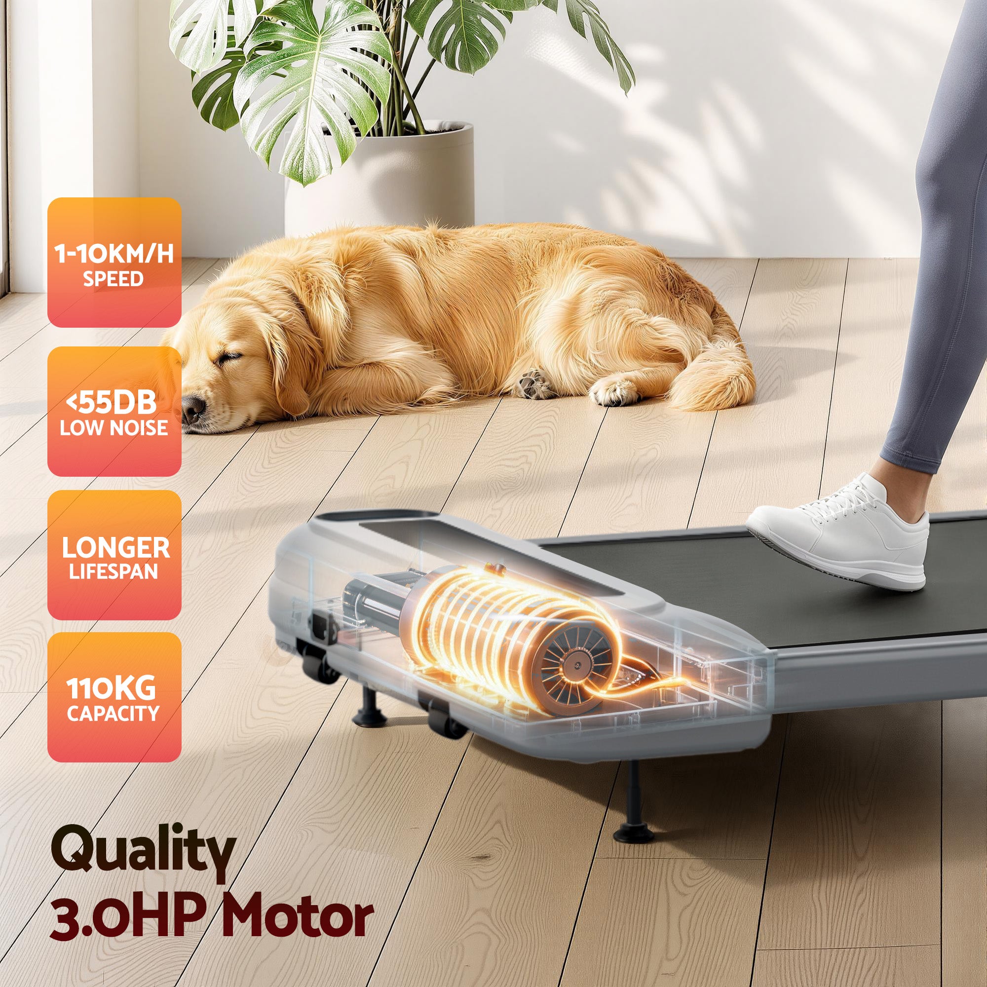 Everfit Treadmill Electric Walking Pad with Incline Under Desk Home Gym Grey-Sports & Fitness > Exercise, Gym & Fitness > Treadmills-PEROZ Accessories