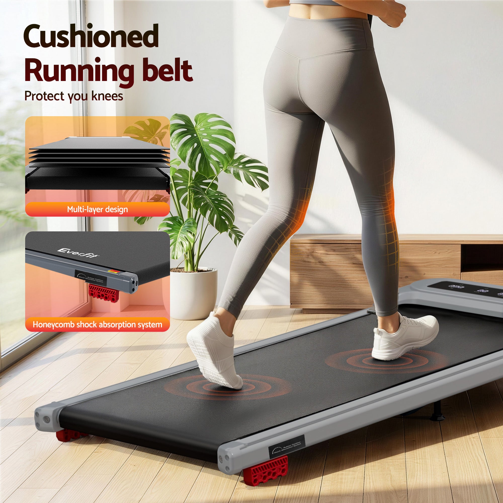 Everfit Treadmill Electric Walking Pad with Incline Under Desk Home Gym Grey-Sports & Fitness > Exercise, Gym & Fitness > Treadmills-PEROZ Accessories