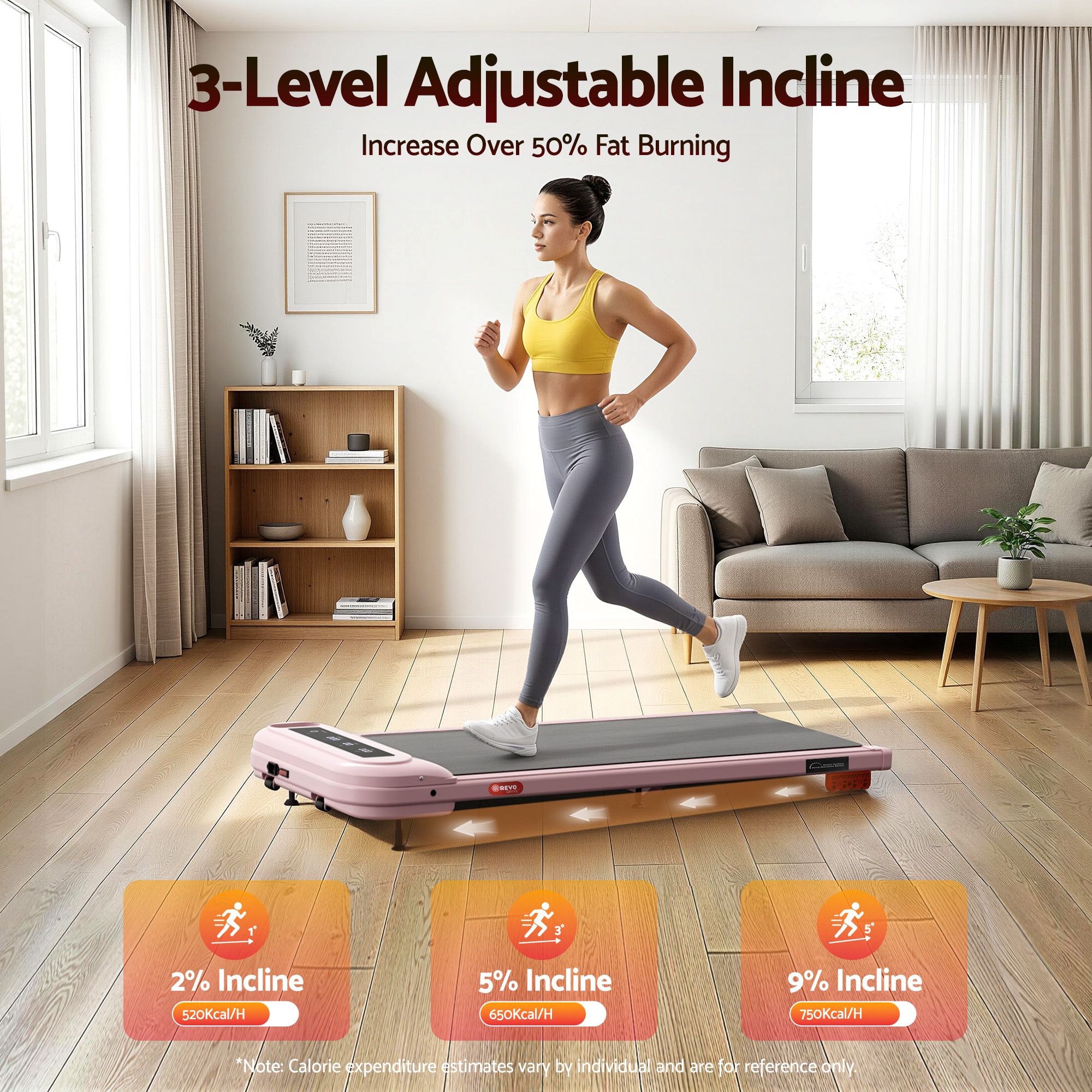 Everfit 3 in 1 Treadmill Electric Walking Pad with Incline Under Desk Home Gym Pink-Sports & Fitness > Exercise, Gym & Fitness > Treadmills-PEROZ Accessories