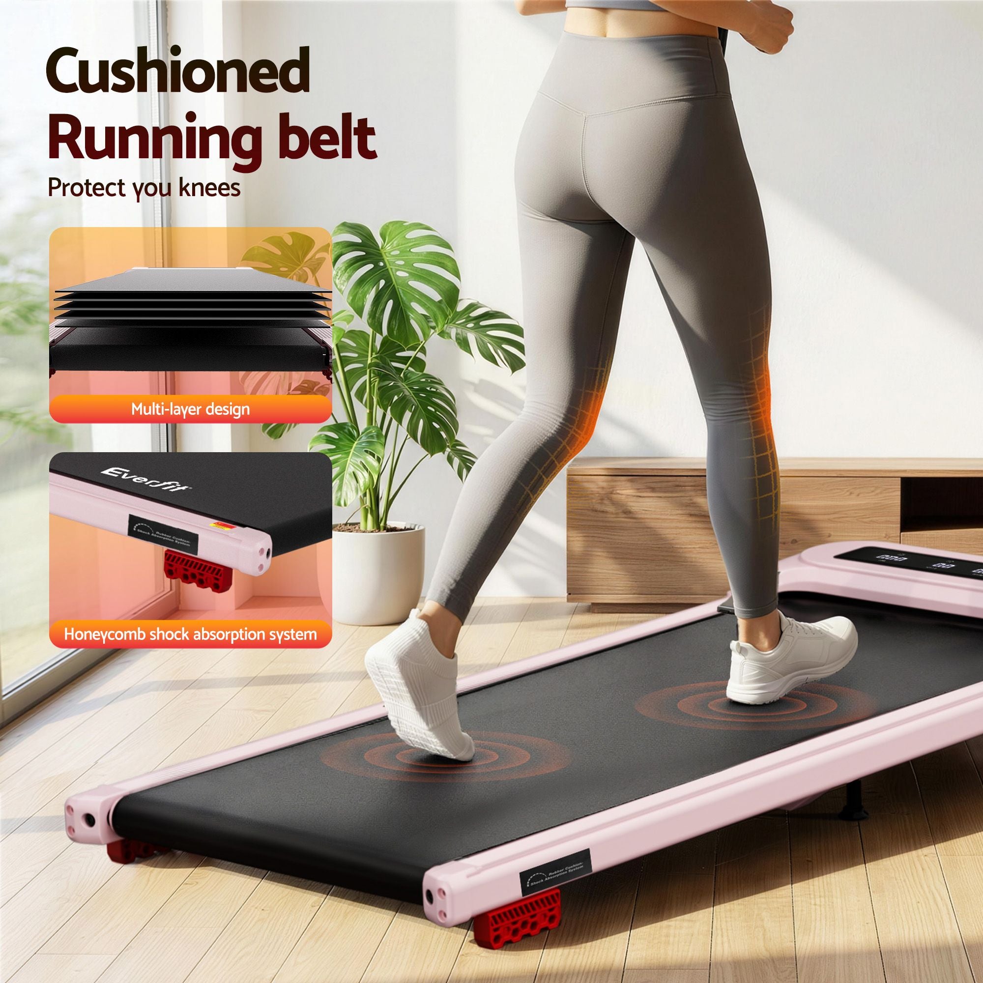 Everfit 3 in 1 Treadmill Electric Walking Pad with Incline Under Desk Home Gym Pink-Sports & Fitness > Exercise, Gym & Fitness > Treadmills-PEROZ Accessories