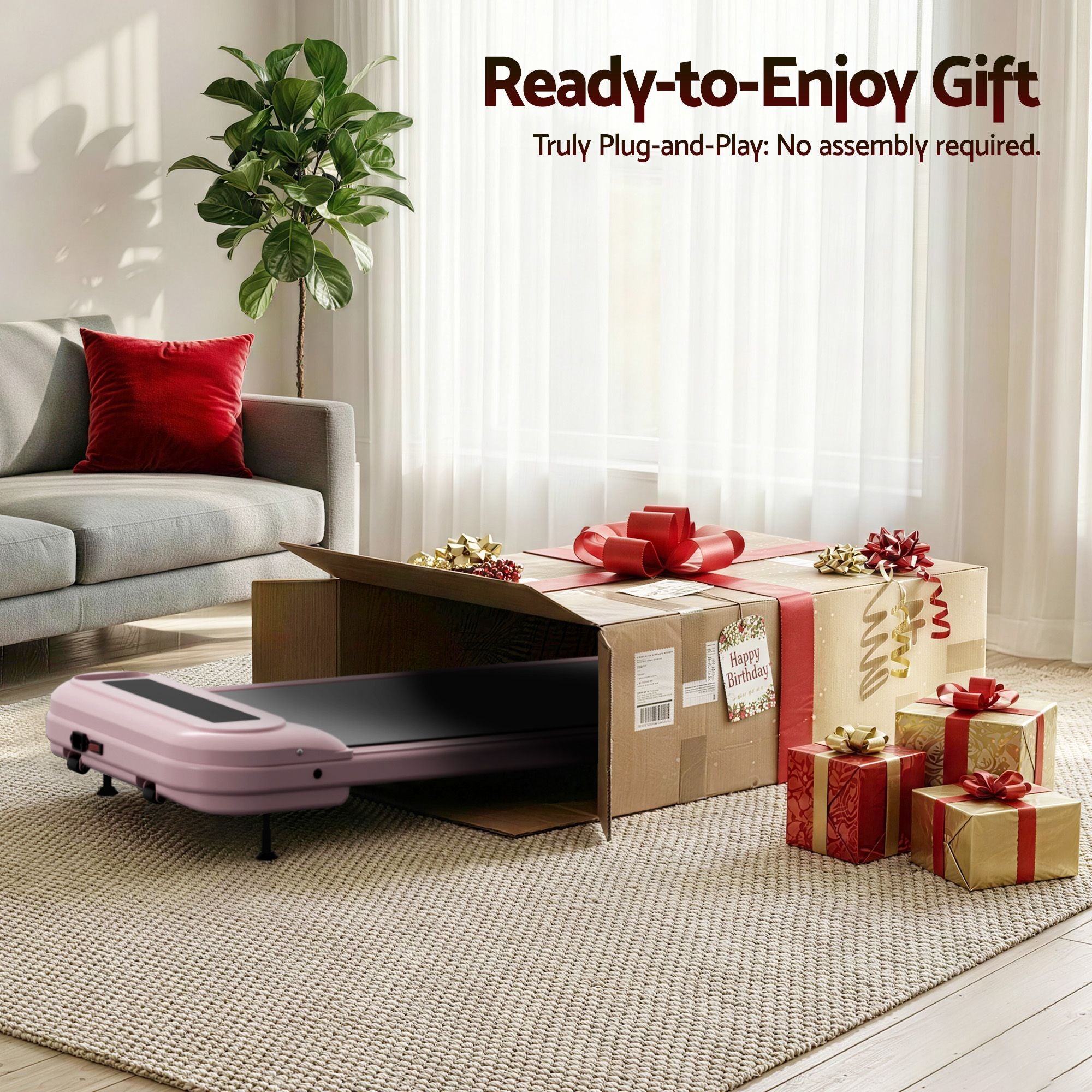 Everfit 3 in 1 Treadmill Electric Walking Pad with Incline Under Desk Home Gym Pink-Sports & Fitness > Exercise, Gym & Fitness > Treadmills-PEROZ Accessories