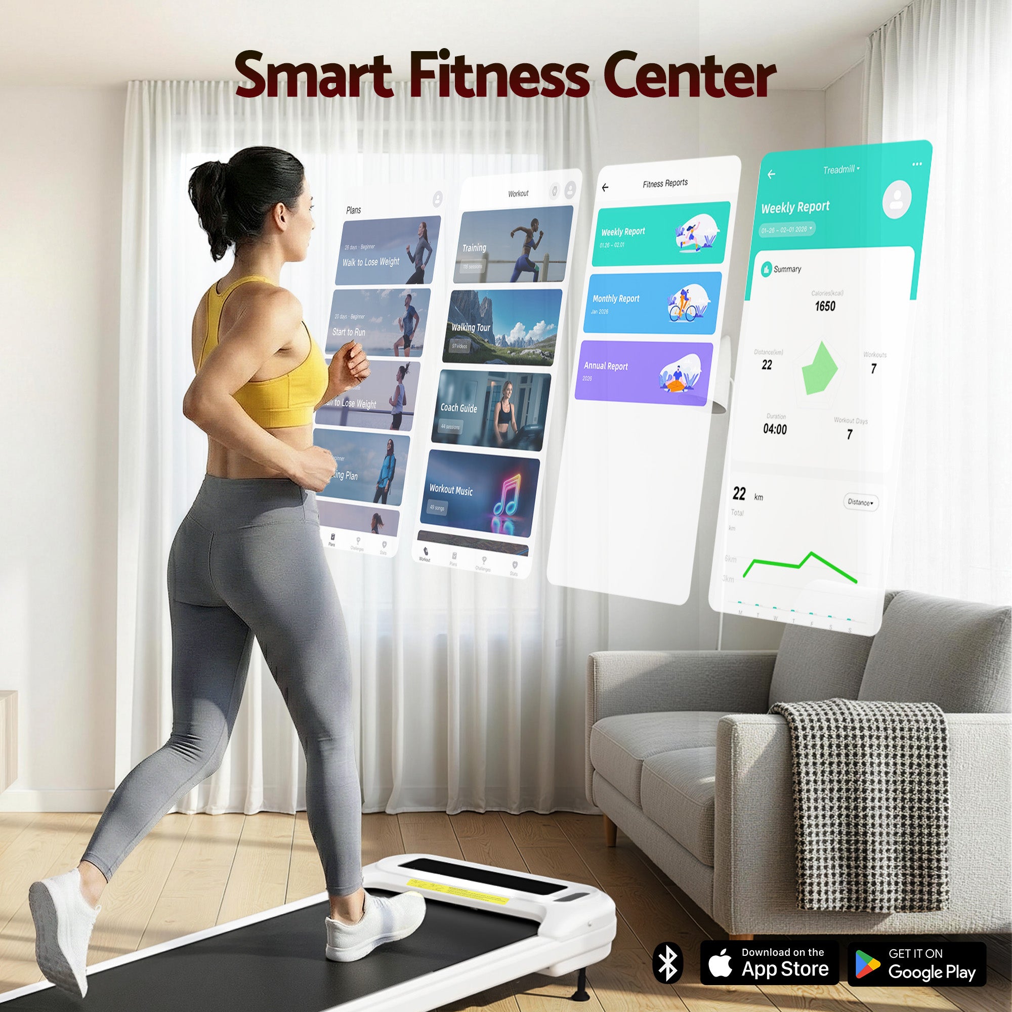 Everfit Treadmill Electric Walking Pad with Incline Under Desk Home Gym White-Sports & Fitness > Exercise, Gym & Fitness > Treadmills-PEROZ Accessories