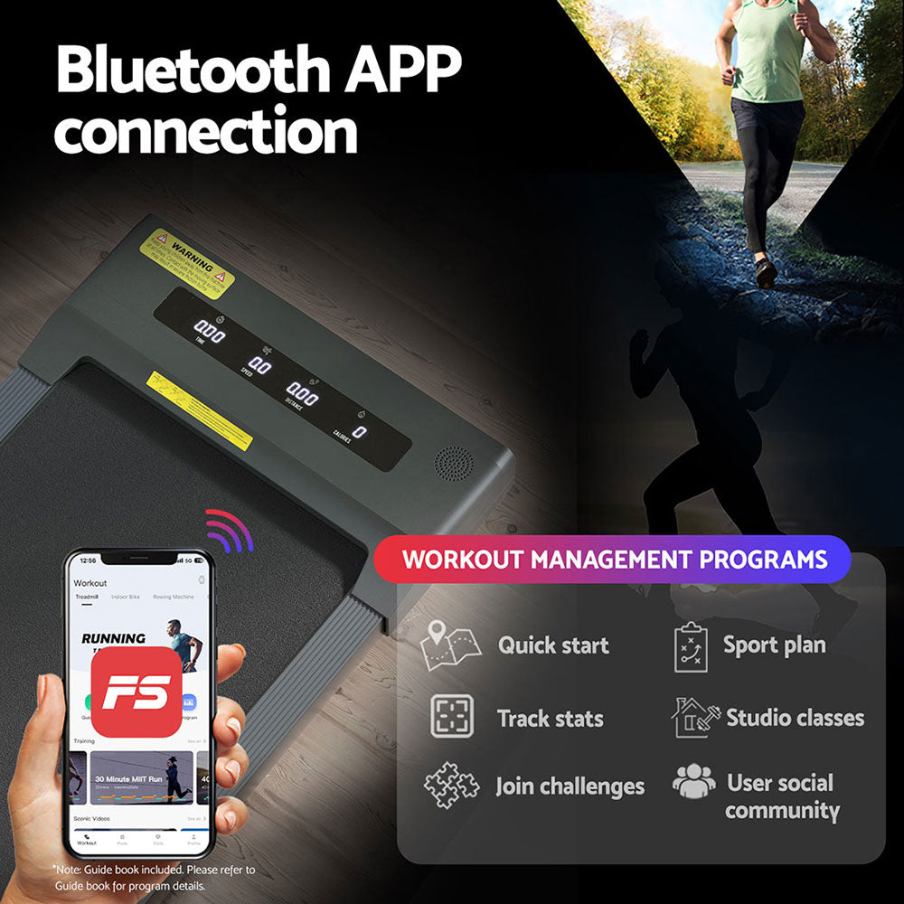 Everfit Treadmill Electric Walking Pad Under Desk Home Gym Fitness 400mm Grey-Sports & Fitness > Exercise, Gym & Fitness > Treadmills-PEROZ Accessories