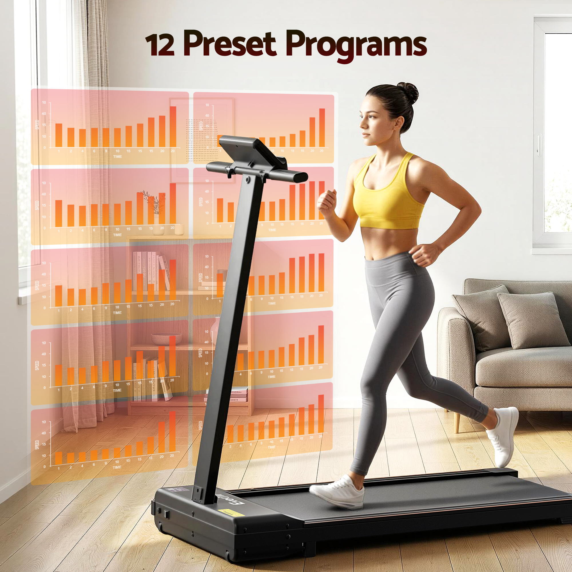 Everfit Walking Pad Treadmill 2 in 1 Foldable for Home Gym 40cm Wide Belt 12 Programs with App