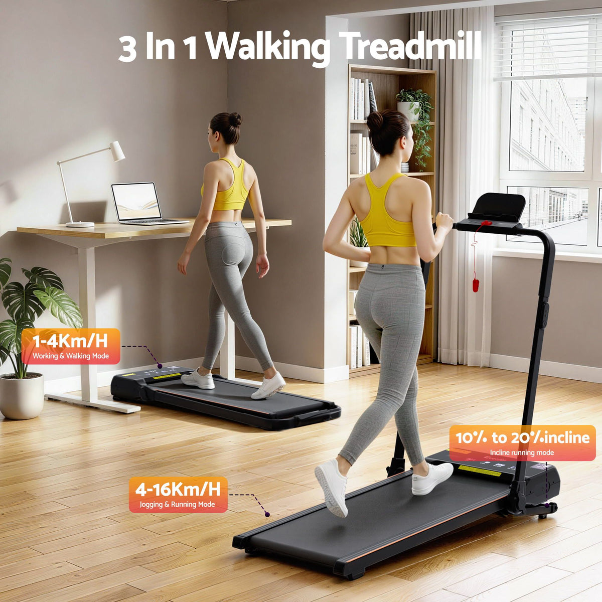 Everfit 3 in 1 Walking Pad Treadmill 20% Auto Incline Under Desk Foldable Treadmills for Home With 40cm Wide Belt-Sports & Fitness > Exercise, Gym & Fitness > Treadmills-PEROZ Accessories