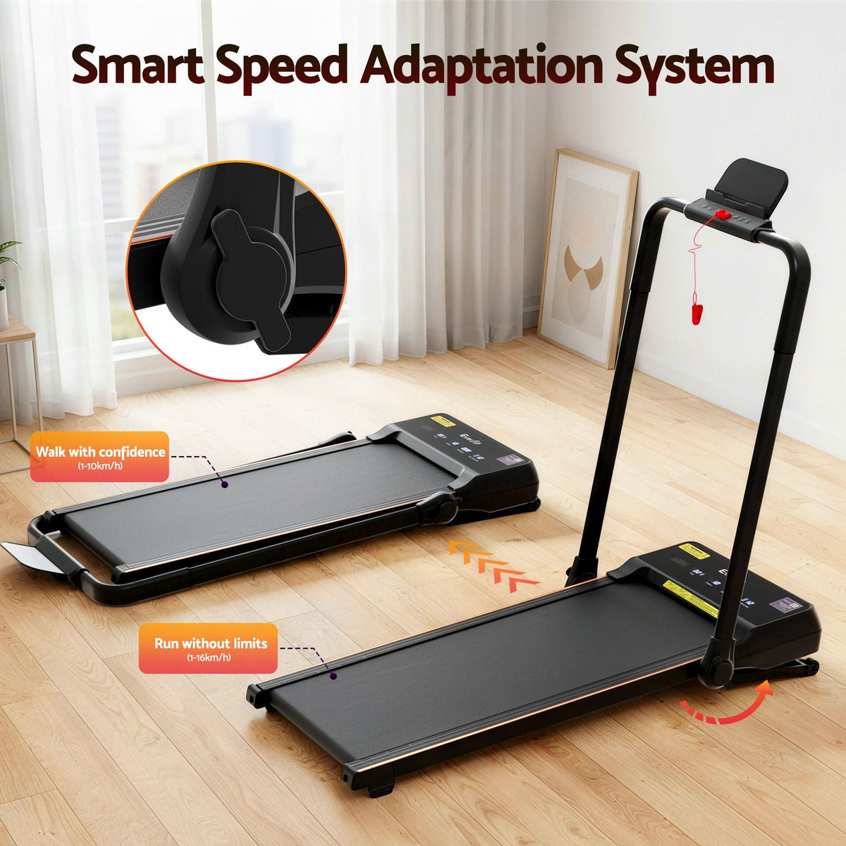 Everfit 3 in 1 Walking Pad Treadmill 20% Auto Incline Under Desk Foldable Treadmills for Home With 40cm Wide Belt-Sports & Fitness > Exercise, Gym & Fitness > Treadmills-PEROZ Accessories