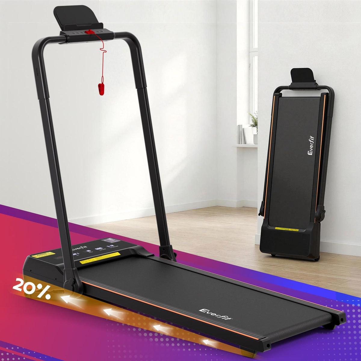 Everfit 3 in 1 Walking Pad Treadmill 20% Auto Incline Under Desk Foldable Treadmills for Home With 40cm Wide Belt-Sports & Fitness > Exercise, Gym & Fitness > Treadmills-PEROZ Accessories