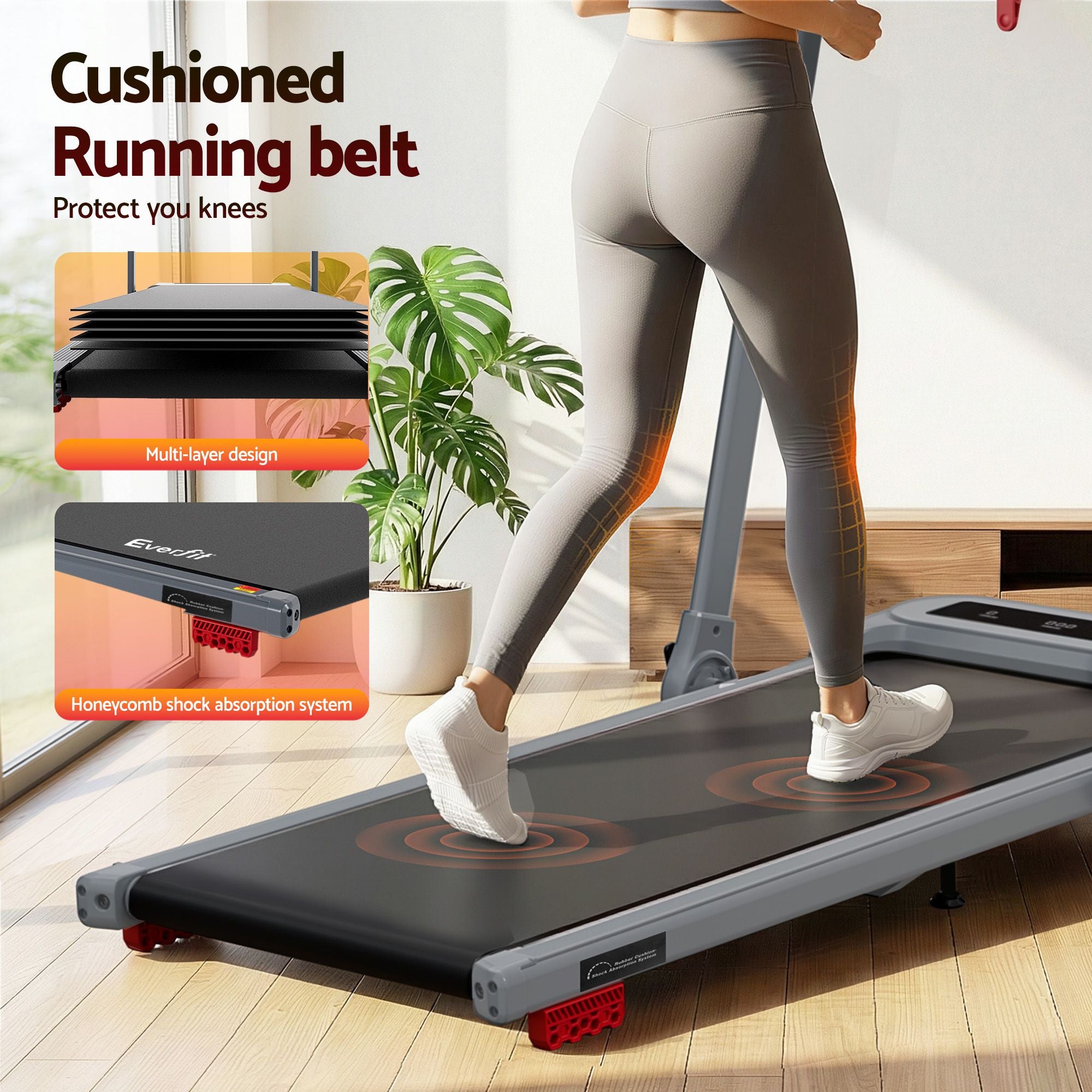 Everfit 3 in 1 Treadmill Electric Walking Pad with Incline Foldable for Home Gym Grey-Sports & Fitness > Exercise, Gym & Fitness > Treadmills-PEROZ Accessories