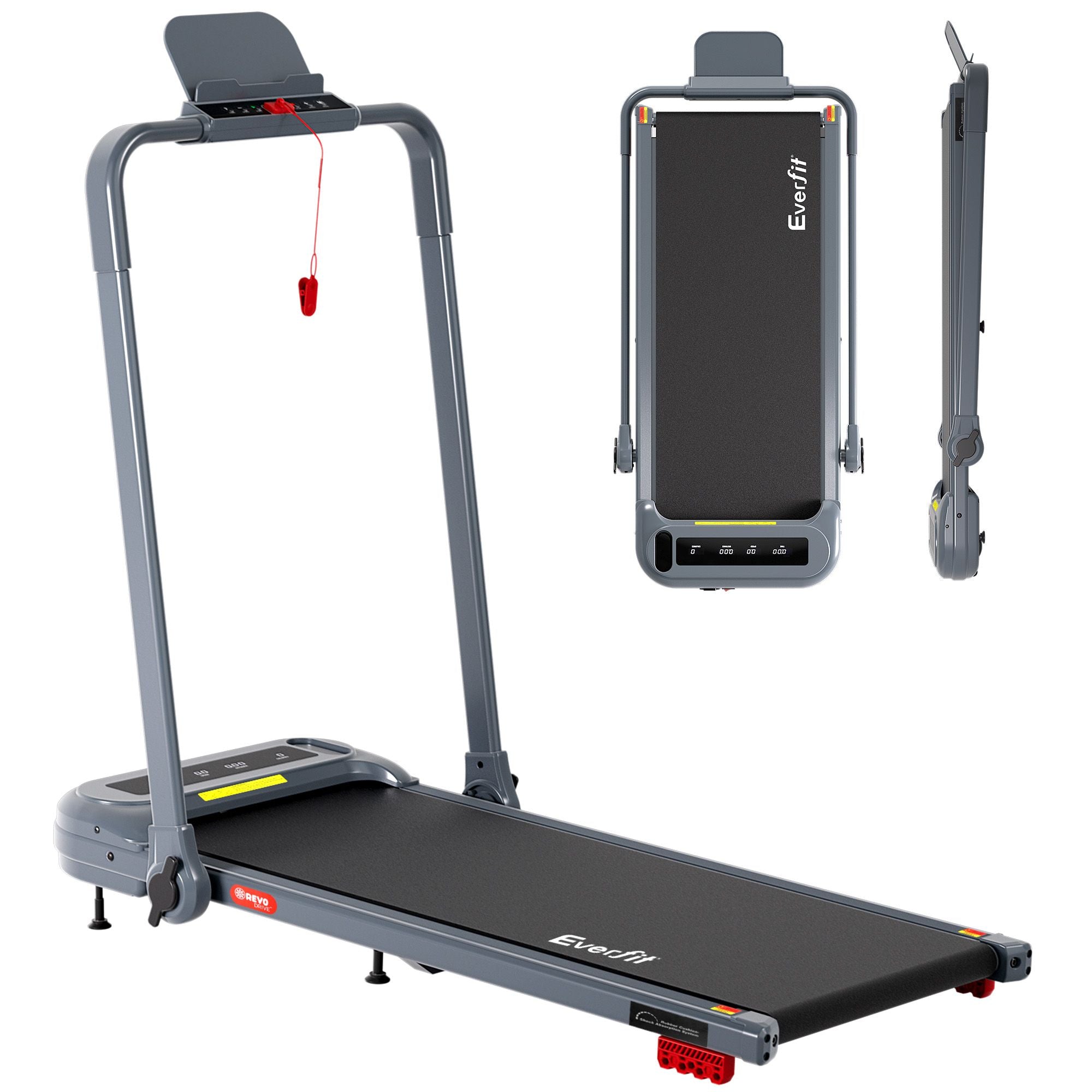 Everfit 3 in 1 Treadmill Electric Walking Pad with Incline Foldable for Home Gym Grey-Sports & Fitness > Exercise, Gym & Fitness > Treadmills-PEROZ Accessories