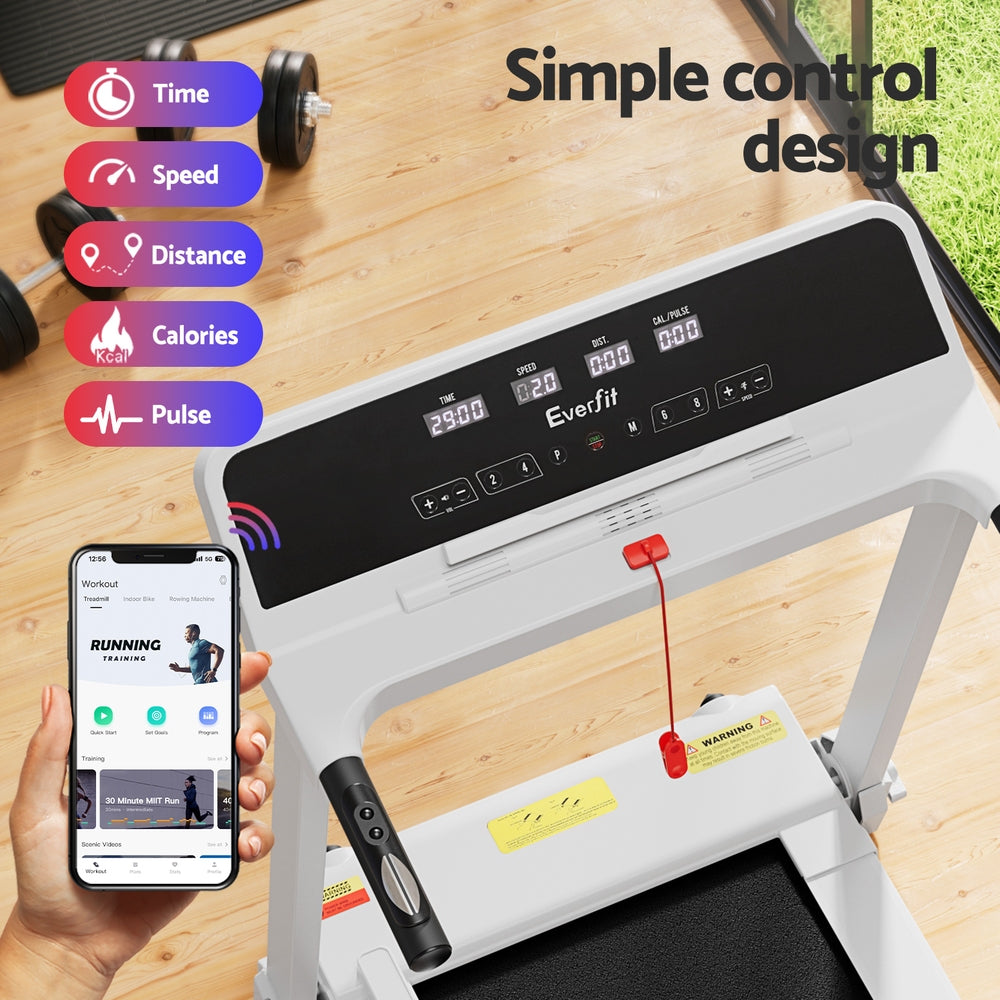 Everfit Treadmill Electric Home Gym Fitness Exercise Knob Foldable 420mm White-Sports & Fitness > Exercise, Gym & Fitness > Treadmills-PEROZ Accessories