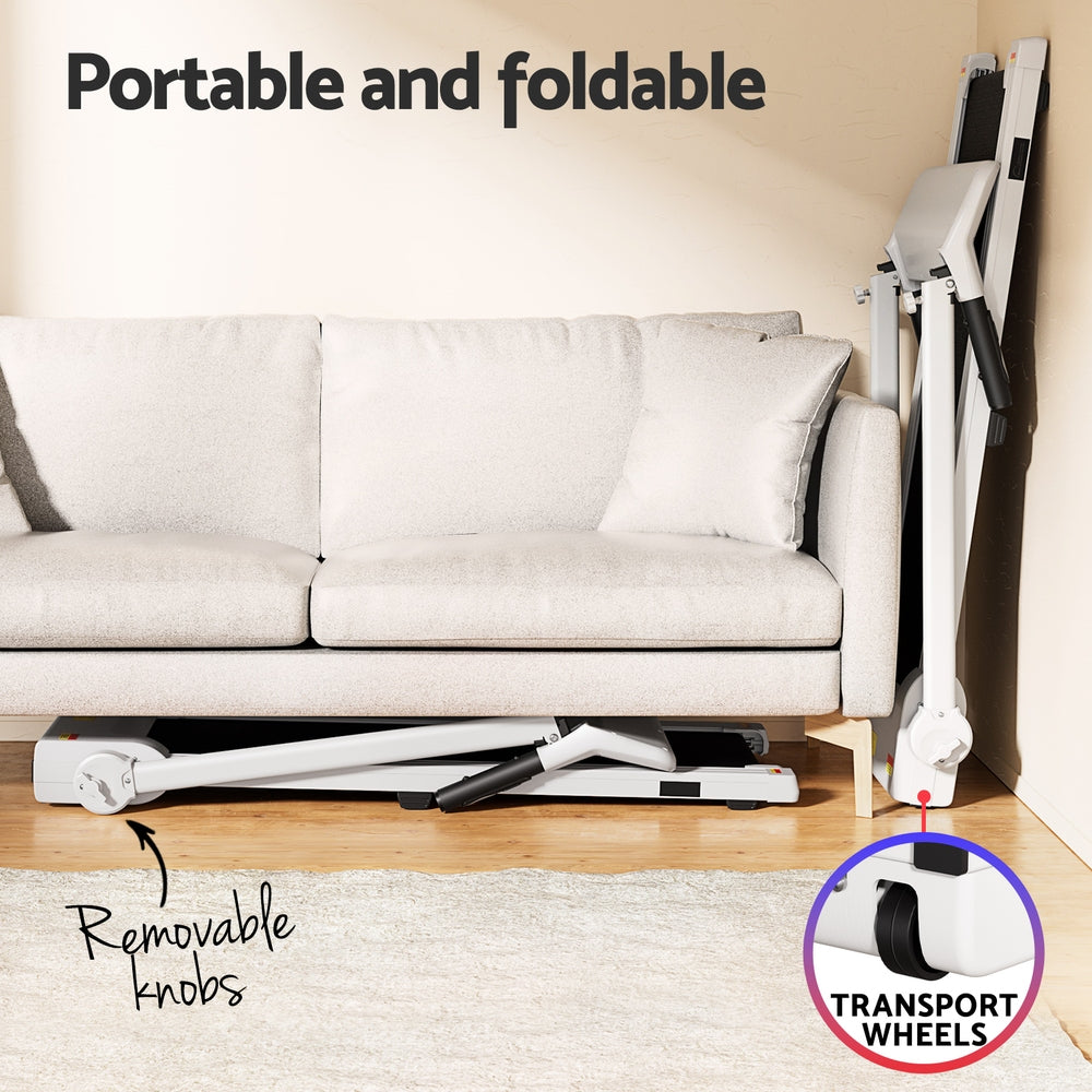 Everfit Treadmill Electric Home Gym Fitness Exercise Knob Foldable 450mm White-Sports & Fitness > Exercise, Gym & Fitness > Treadmills-PEROZ Accessories