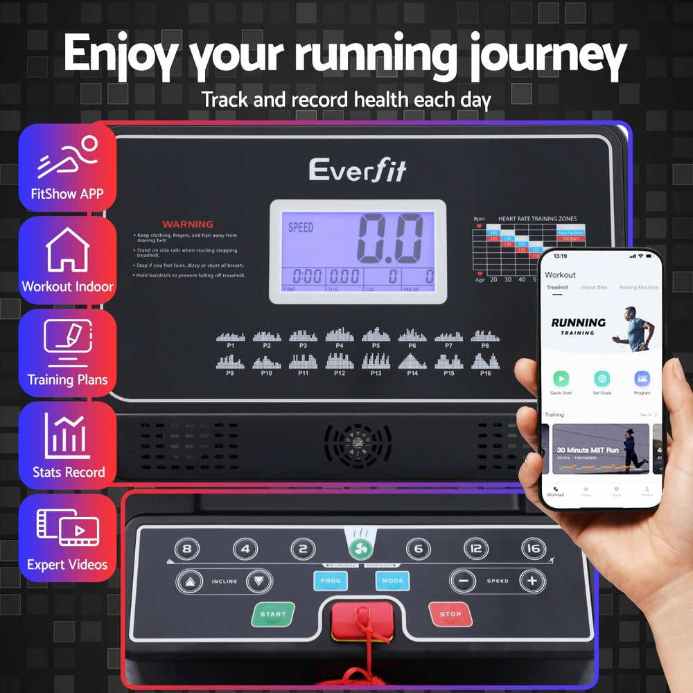 Everfit Treadmill Electric Home Gym Fitness Exercise Machine w/ Sit Up Bar 450mm-Sports & Fitness > Exercise, Gym & Fitness > Treadmills-PEROZ Accessories