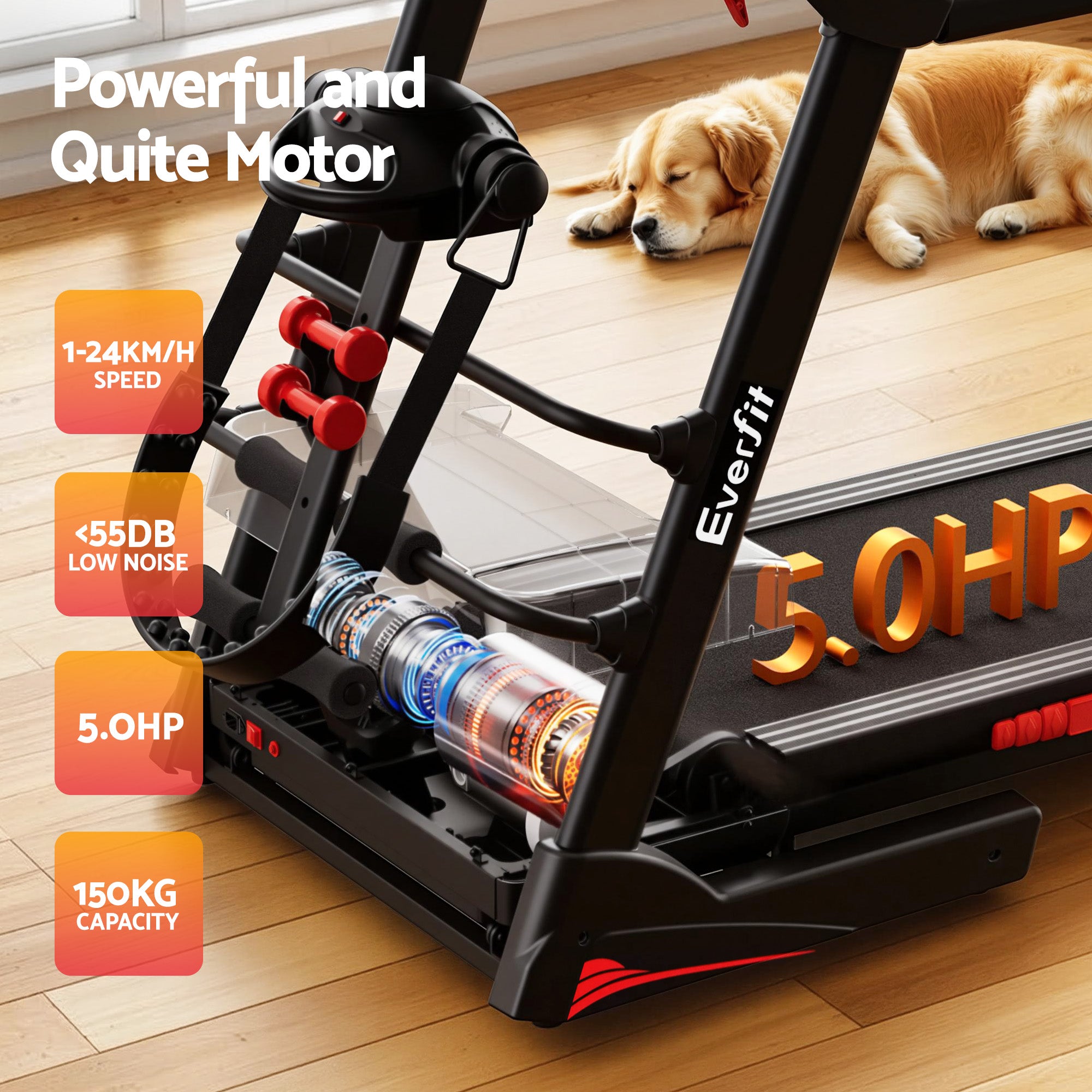 Everfit Treadmill Electric Home Gym Fitness Exercise Machine w/ Massager 480mm-Sports & Fitness > Exercise, Gym & Fitness > Treadmills-PEROZ Accessories