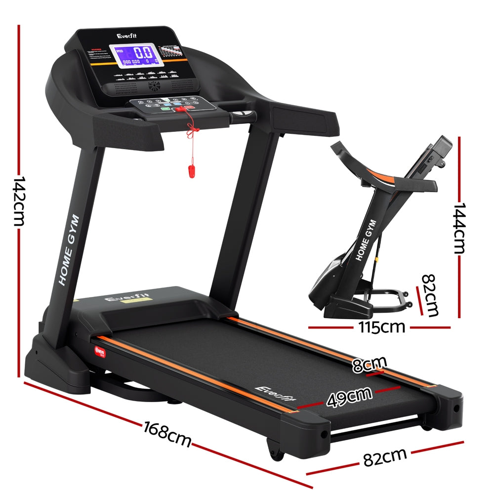 Everfit Treadmill Electric Auto Incline Home Gym Fitness Exercise Machine 490mm-Sports & Fitness > Exercise, Gym & Fitness > Treadmills-PEROZ Accessories