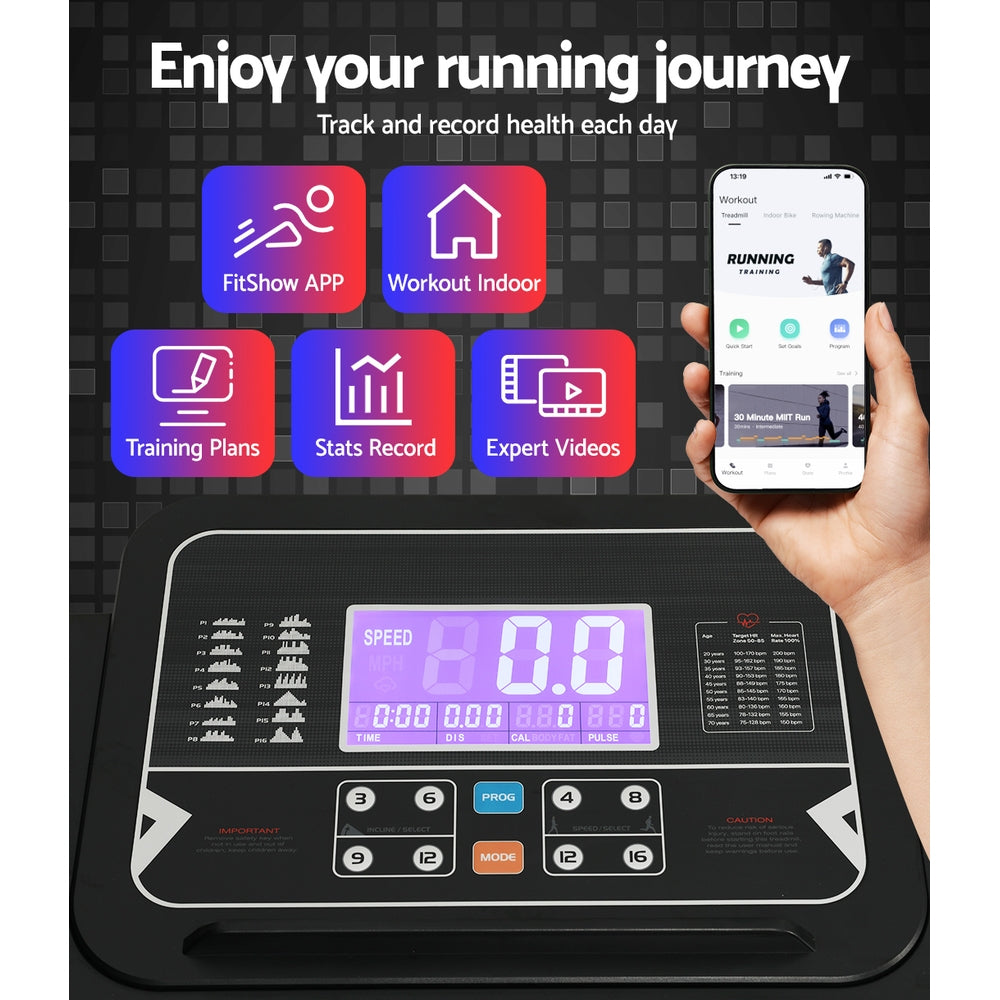 Everfit Treadmill Electric Auto Incline Home Gym Fitness Exercise Machine 520mm-Sports & Fitness > Exercise, Gym & Fitness > Exercise Bikes-PEROZ Accessories