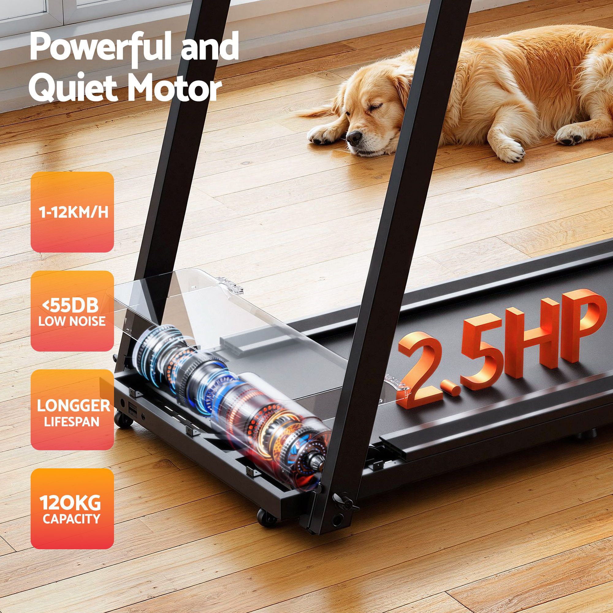 Everfit Treadmill Electric Home Gym Fitness Exercise Fully Foldable 450mm Black-Sports & Fitness > Fitness Accessories-PEROZ Accessories
