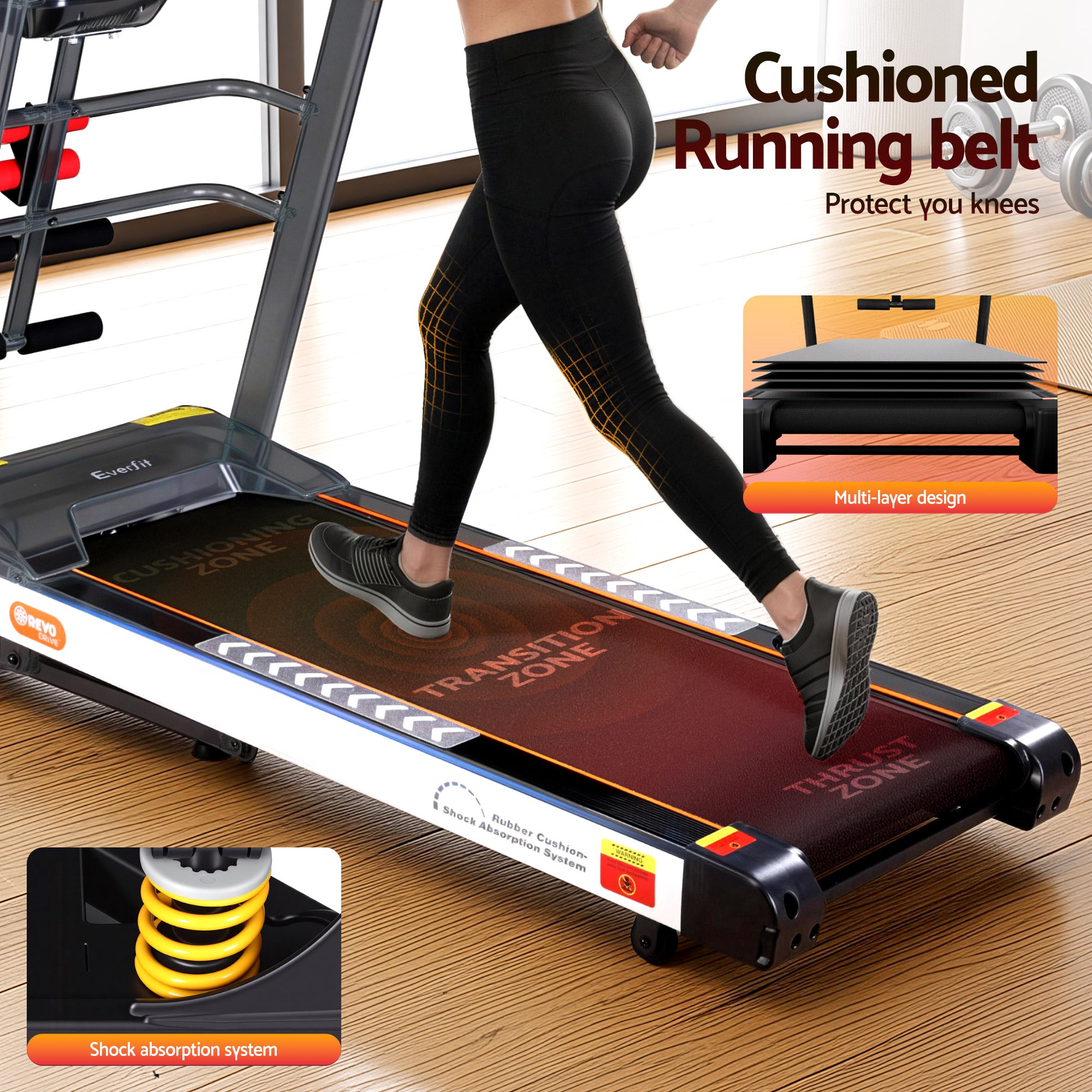 Everfit Treadmill Electric Home Gym Fitness Exercise Machine w/ Massager 450mm-Sports & Fitness > Fitness Accessories-PEROZ Accessories