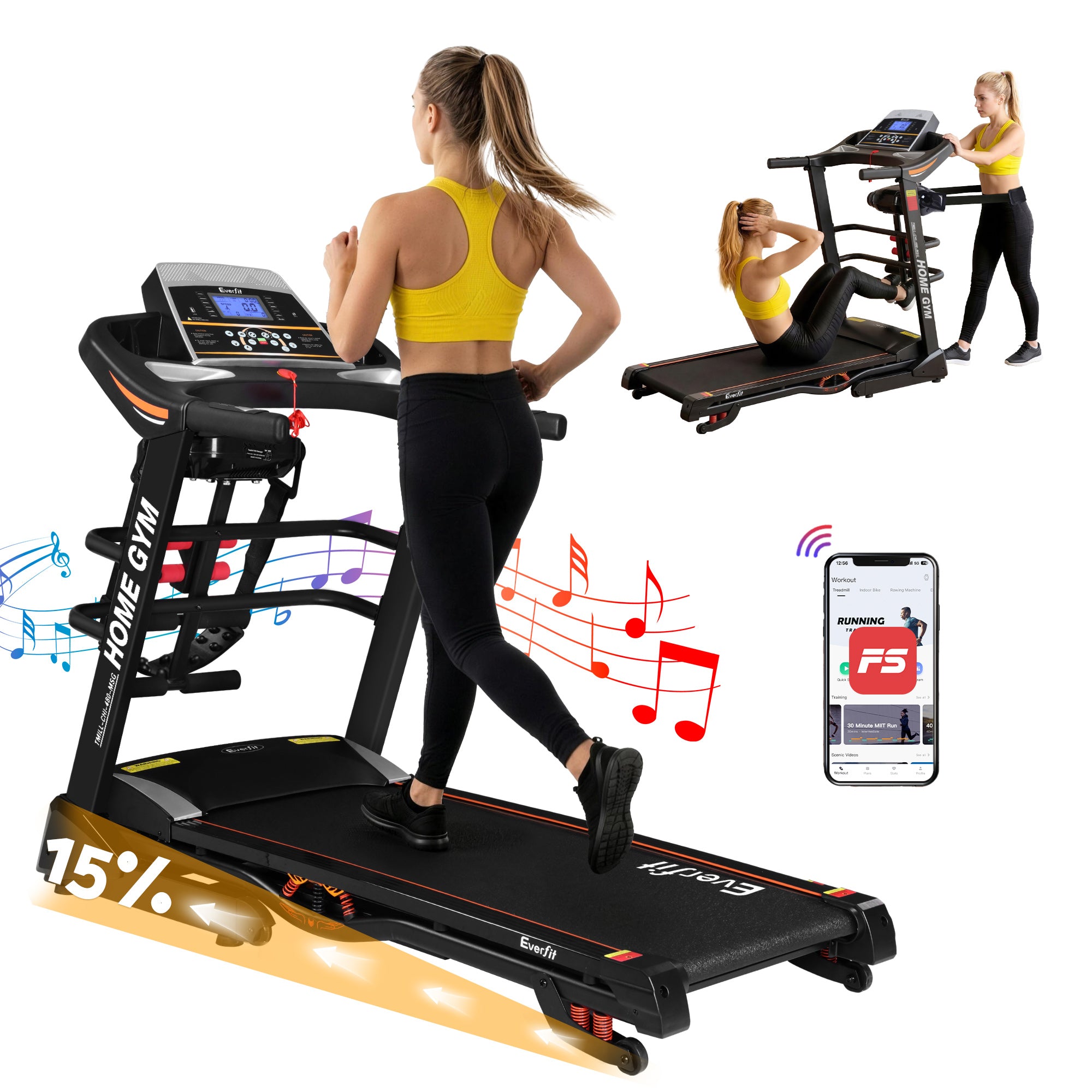 Everfit Treadmill Electric Home Gym Fitness Exercise Machine w/ Massager 480mm-Sports & Fitness > Fitness Accessories-PEROZ Accessories