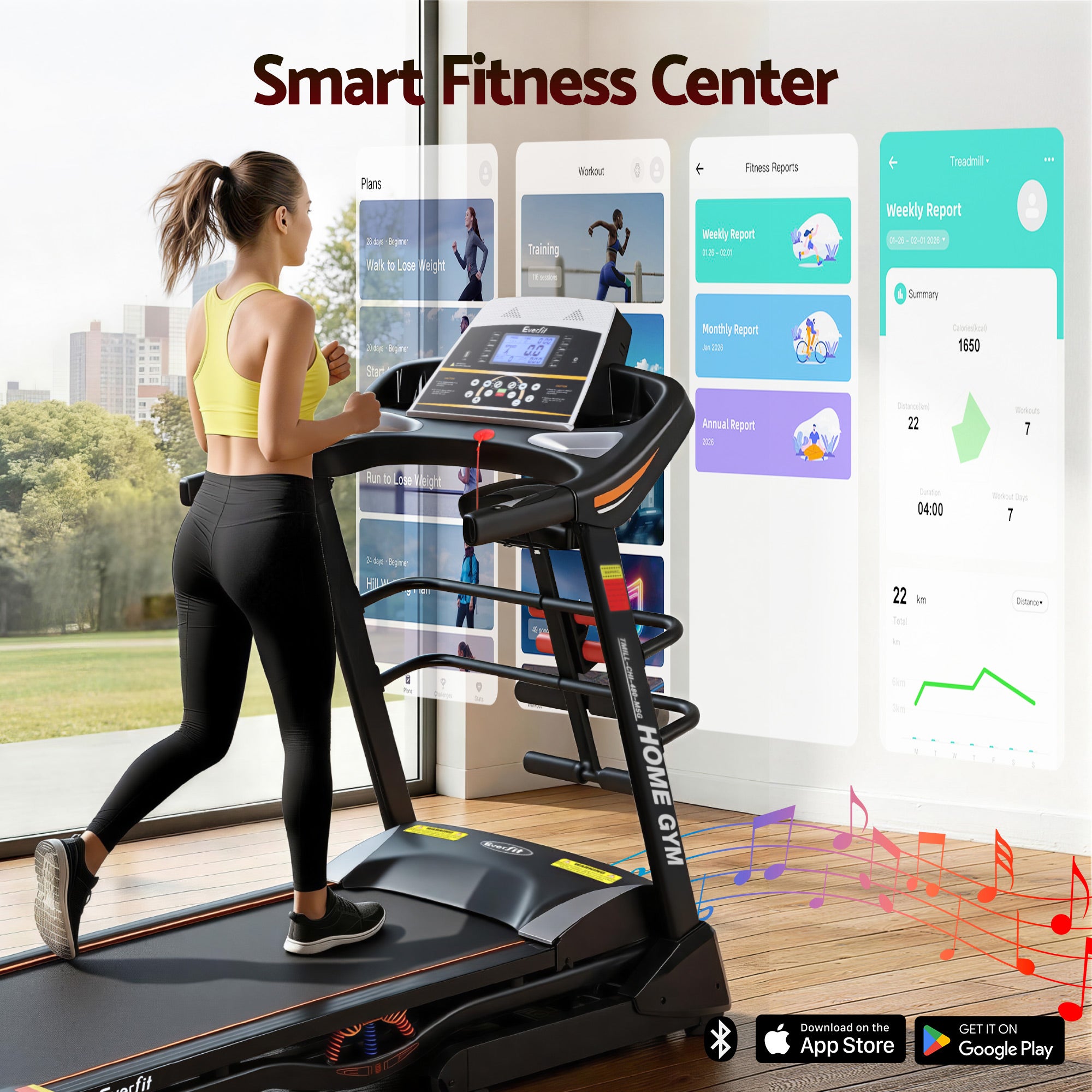 Everfit Treadmill Electric Home Gym Fitness Exercise Machine w/ Massager 480mm-Sports & Fitness > Fitness Accessories-PEROZ Accessories