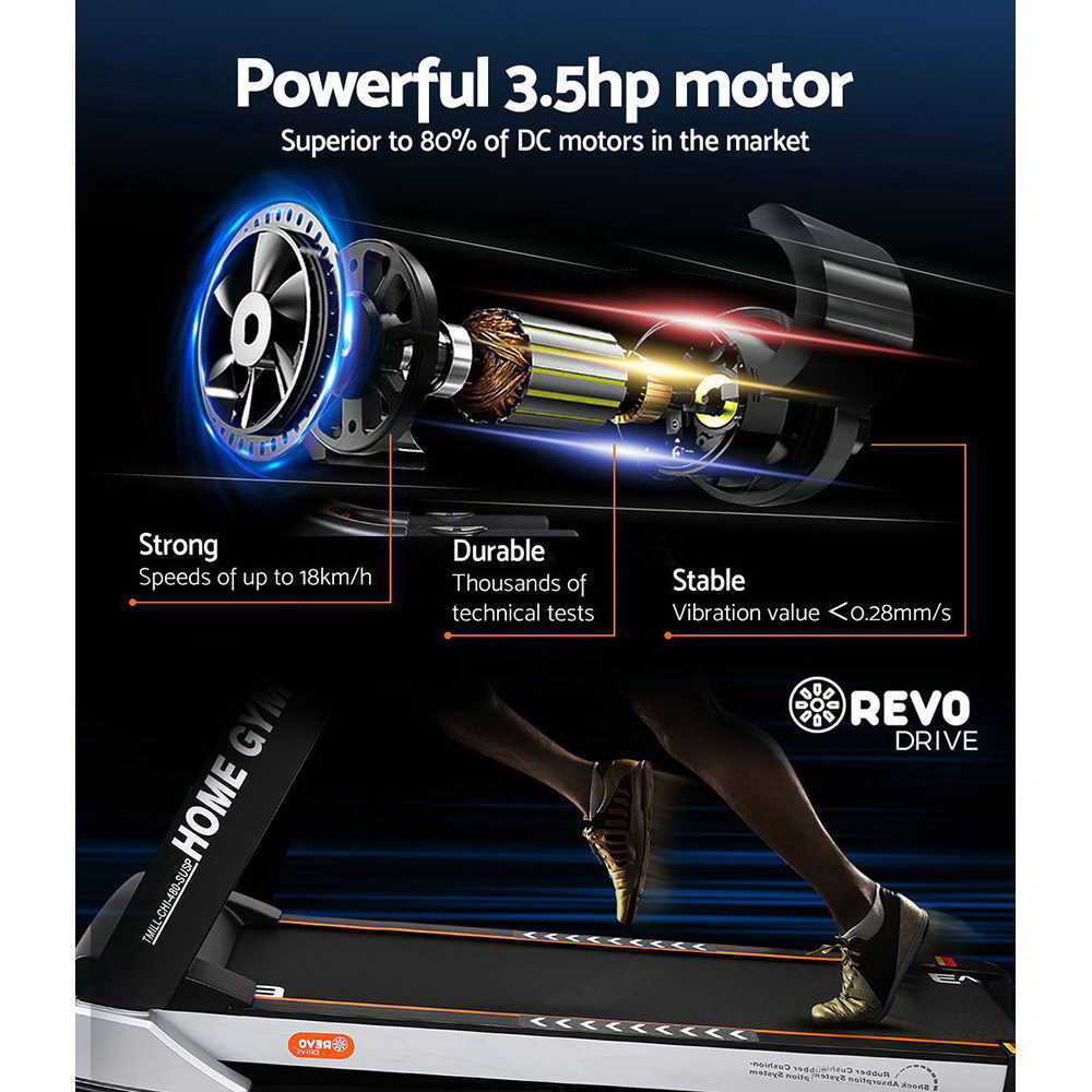 Everfit Treadmill Electric Auto Incline Spring Home Gym Fitness Exercise 480mm-Sports & Fitness > Exercise, Gym & Fitness > Exercise Bikes-PEROZ Accessories