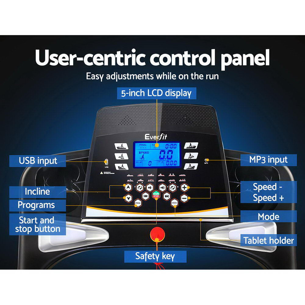 Everfit Treadmill Electric Auto Incline Spring Home Gym Fitness Exercise 480mm-Sports & Fitness > Exercise, Gym & Fitness > Exercise Bikes-PEROZ Accessories