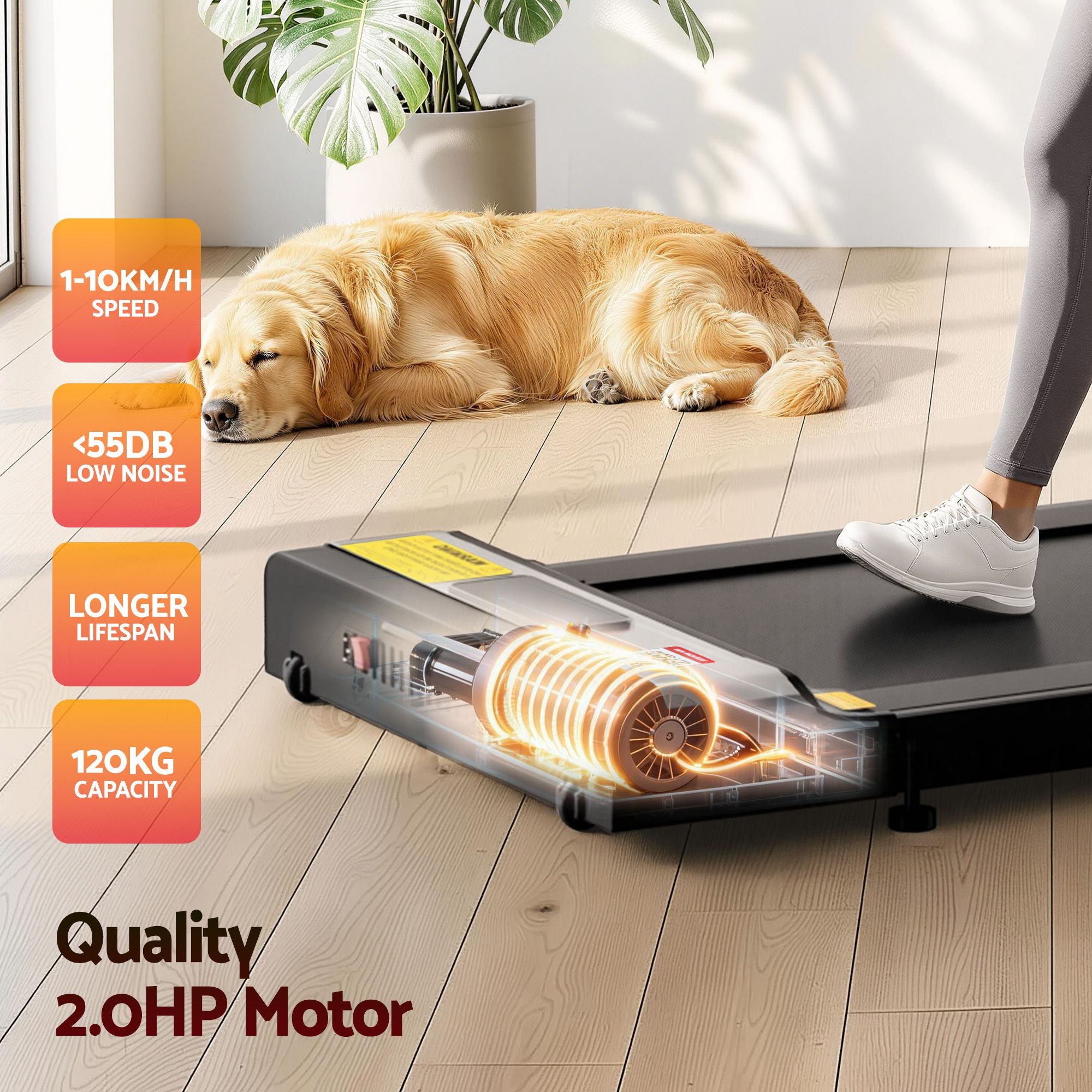 Everfit Treadmill Electric Walking Pad Under Desk Home Gym Fitness Foldable Belt-Walking Pad-PEROZ Accessories