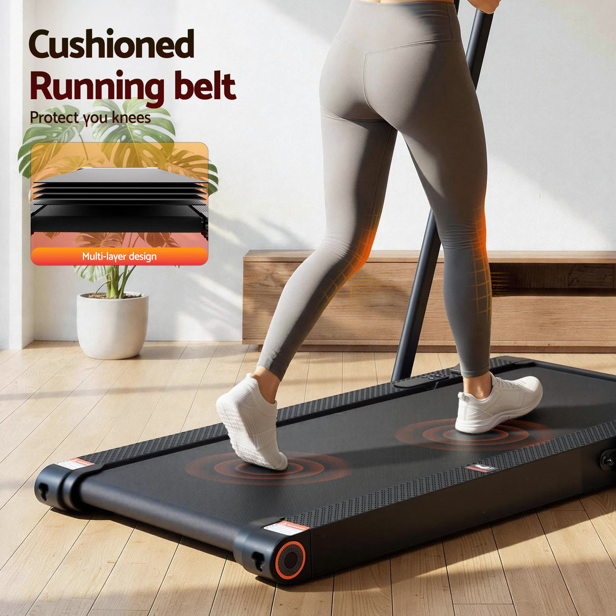 Everfit 4 in 1 Vibration Walking Pad Treadmill Under Desk Treadmills for Home Gym with App Control 380mm Black-Sports & Fitness > Exercise, Gym & Fitness > Treadmills-PEROZ Accessories