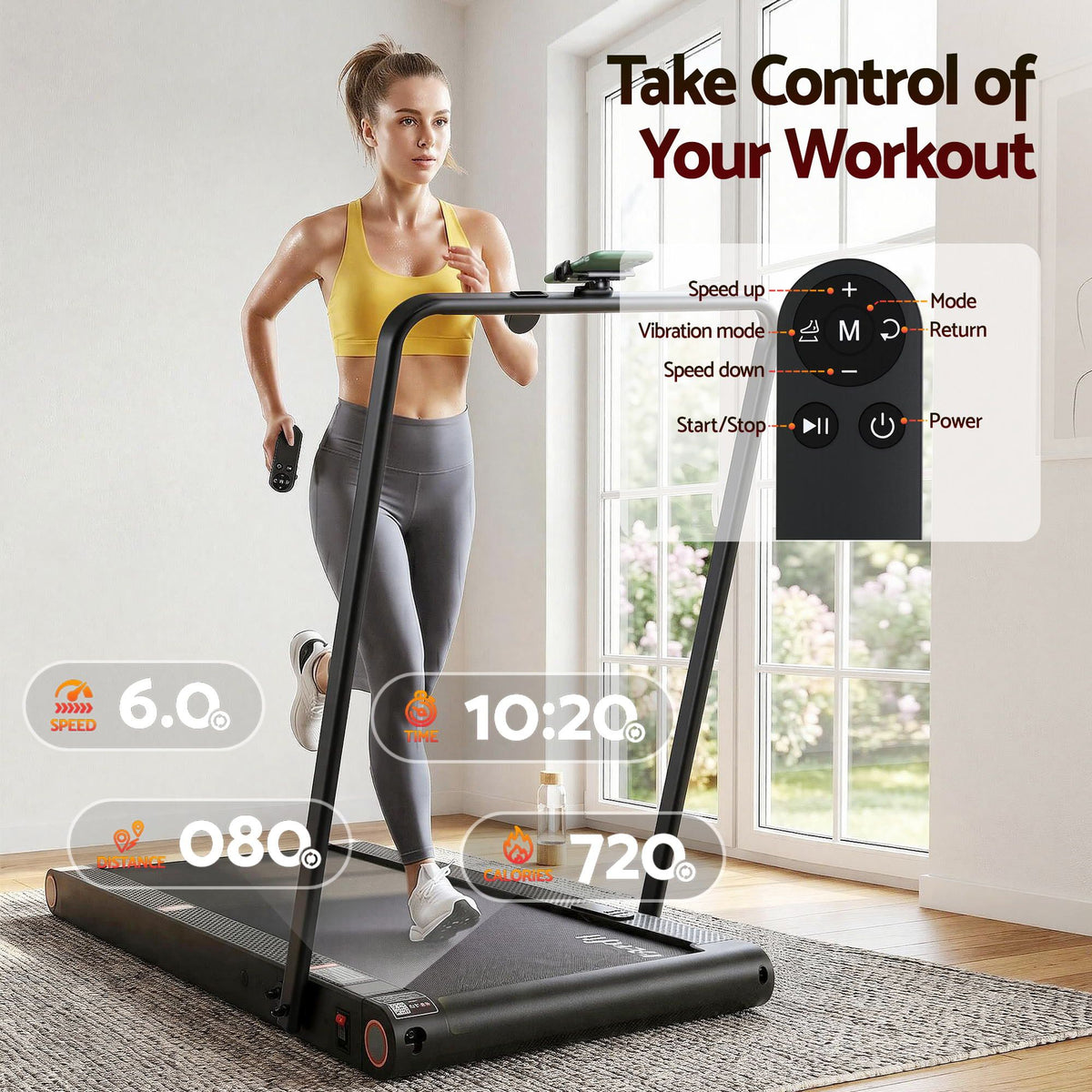 Everfit 4 in 1 Vibration Walking Pad Treadmill Under Desk Treadmills for Home Gym with App Control 380mm Black-Sports & Fitness > Exercise, Gym & Fitness > Treadmills-PEROZ Accessories