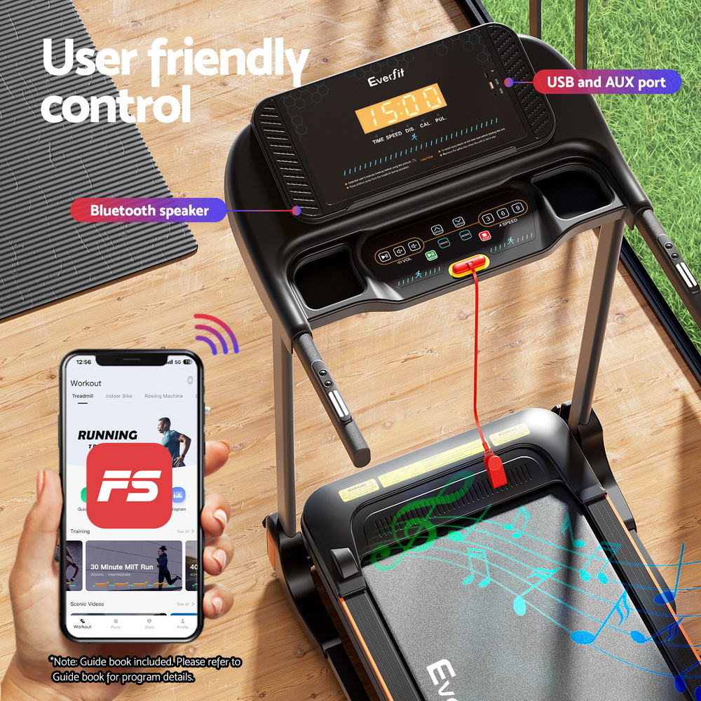 Everfit Treadmill Electric Home Gym Fitness Exercise Equipment Incline 390mm-Sports & Fitness > Exercise, Gym & Fitness > Treadmills-PEROZ Accessories