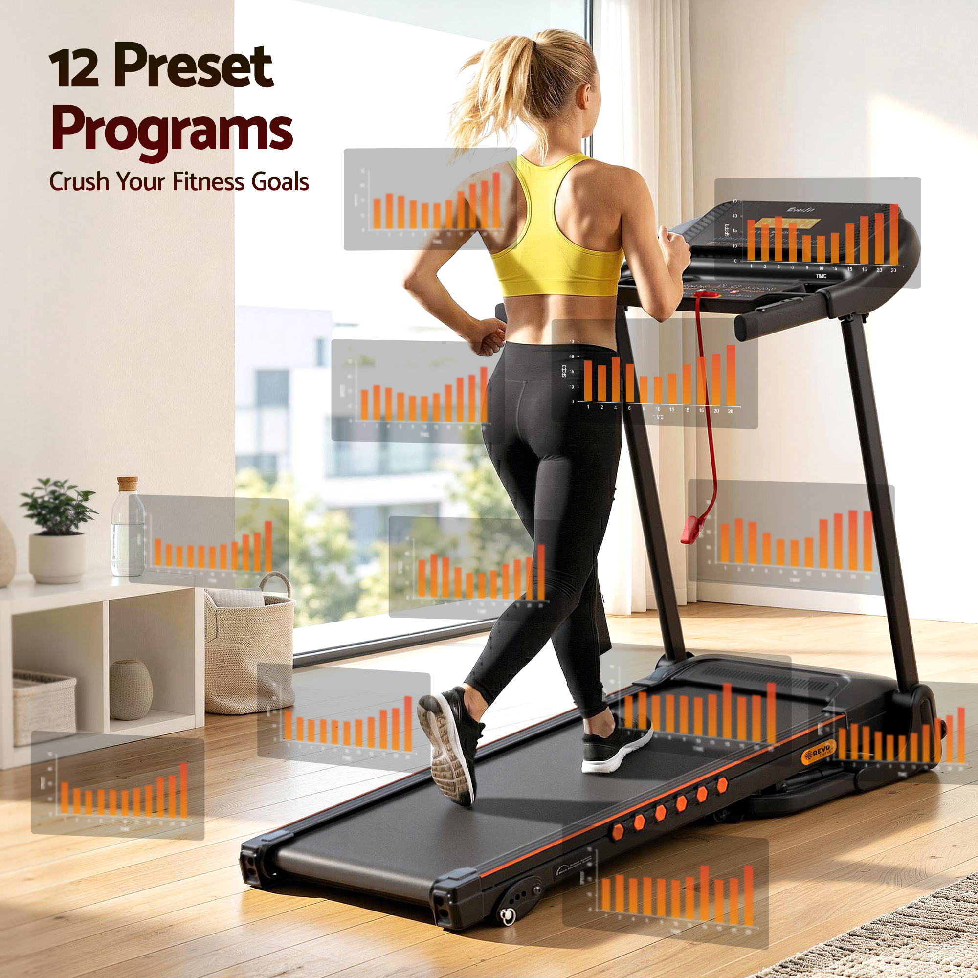 Everfit Treadmill Electric Home Gym Fitness Exercise Equipment Incline 390mm-Sports & Fitness > Exercise, Gym & Fitness > Treadmills-PEROZ Accessories