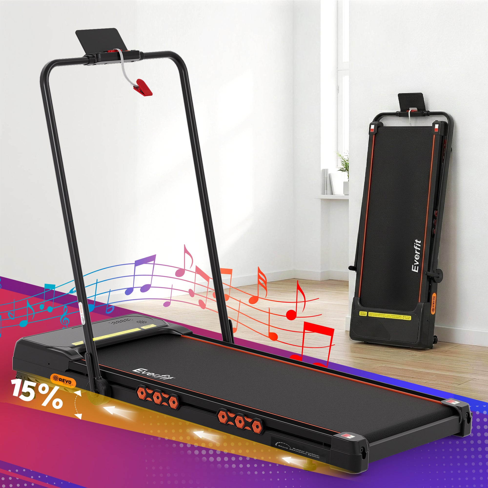 Everfit Treadmill Electric Walking Pad Auto Incline Foldable for Home Gym Black-Sports & Fitness > Exercise, Gym & Fitness > Treadmills-PEROZ Accessories