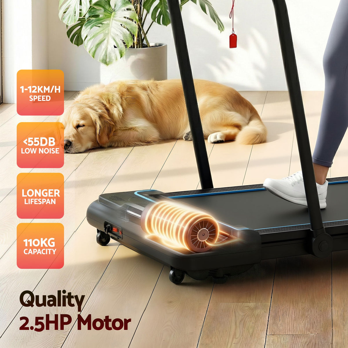 Everfit Treadmill Electric Walking Pad Under Desk Home Gym Fitness 420mm Remote-Walking Pad-PEROZ Accessories