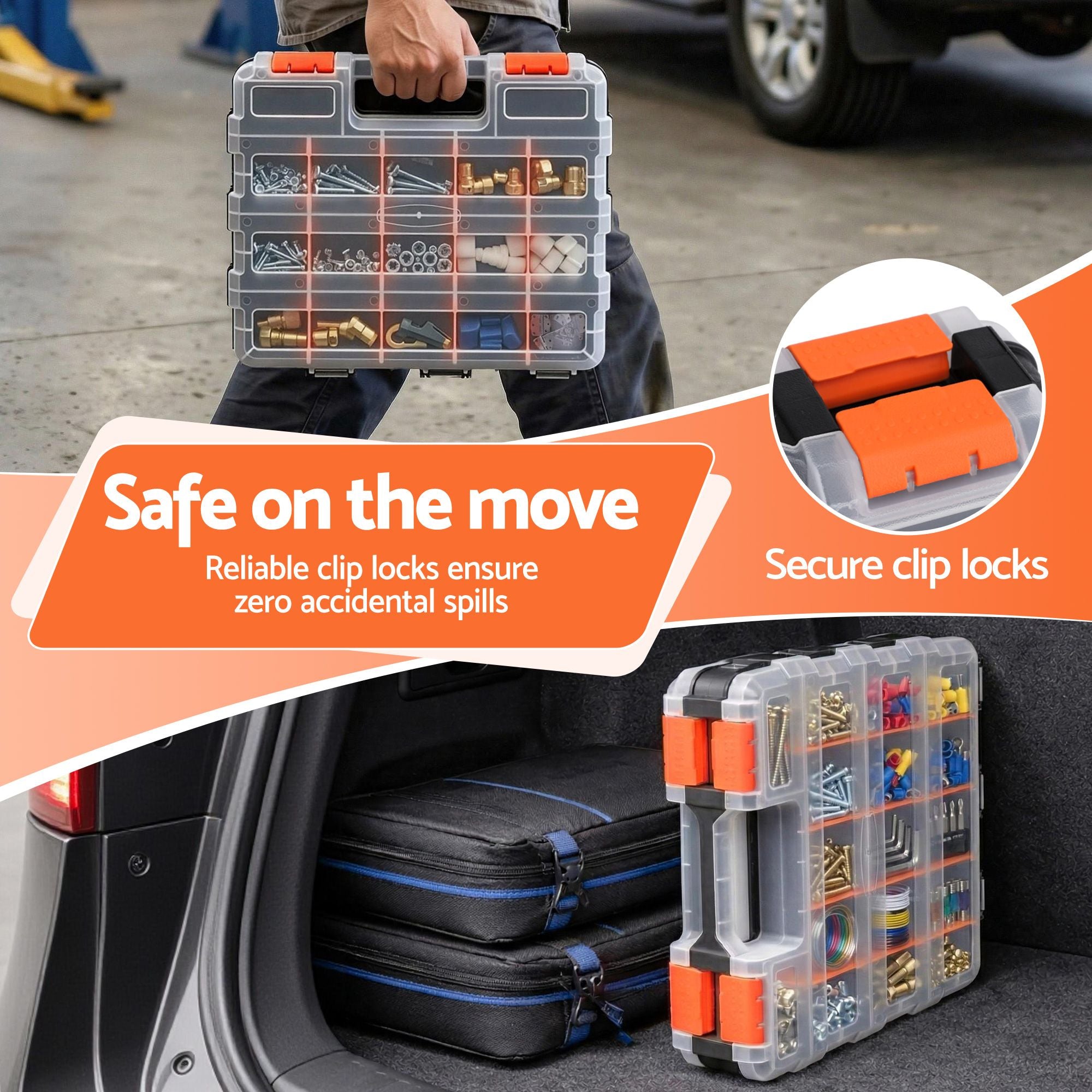 Giantz Double Sided Tool Box Organizer with 34 Compartment Small Parts Storage-Tools > Tools Storage > Tool Boxes-PEROZ Accessories