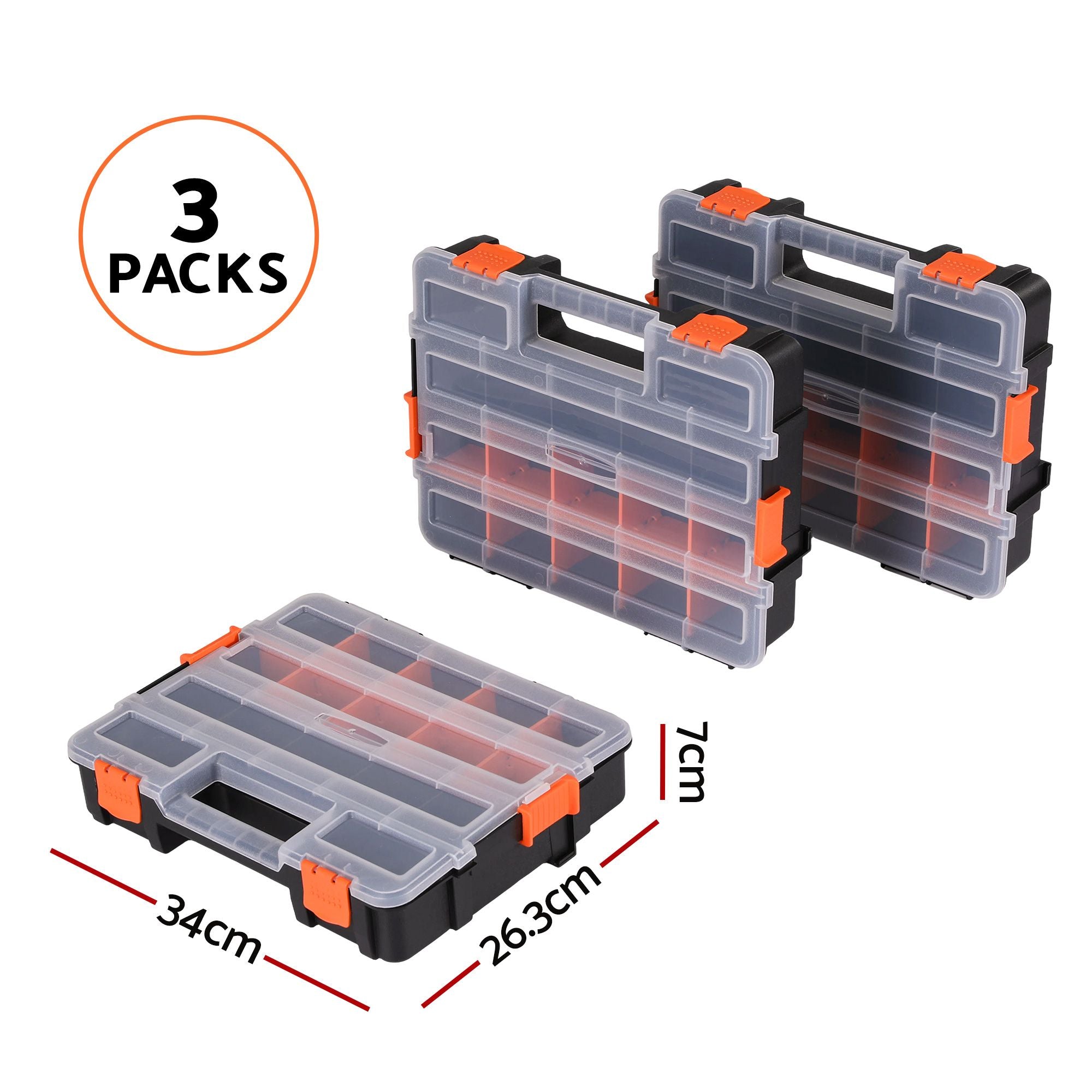 Giantz 3 Pack Tool Box Organizer with Hardware Storage Box for Small Parts-Tools > Tools Storage > Tool Boxes-PEROZ Accessories