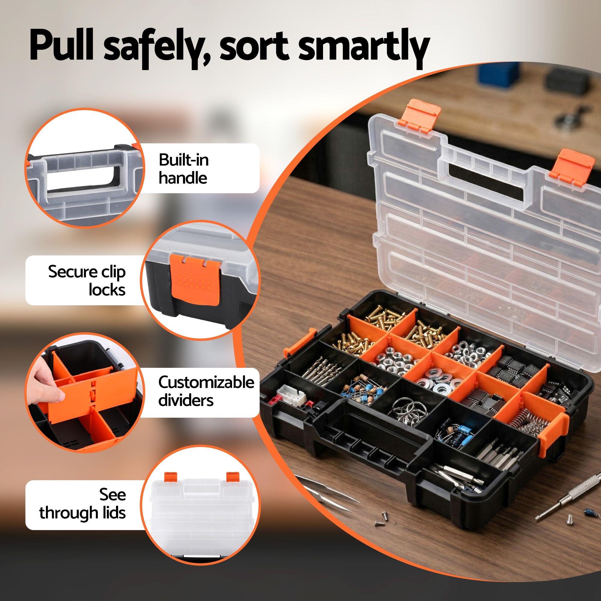 Giantz 3 Pack Tool Box Organizer with Hardware Storage Box for Small Parts-Tools > Tools Storage > Tool Boxes-PEROZ Accessories
