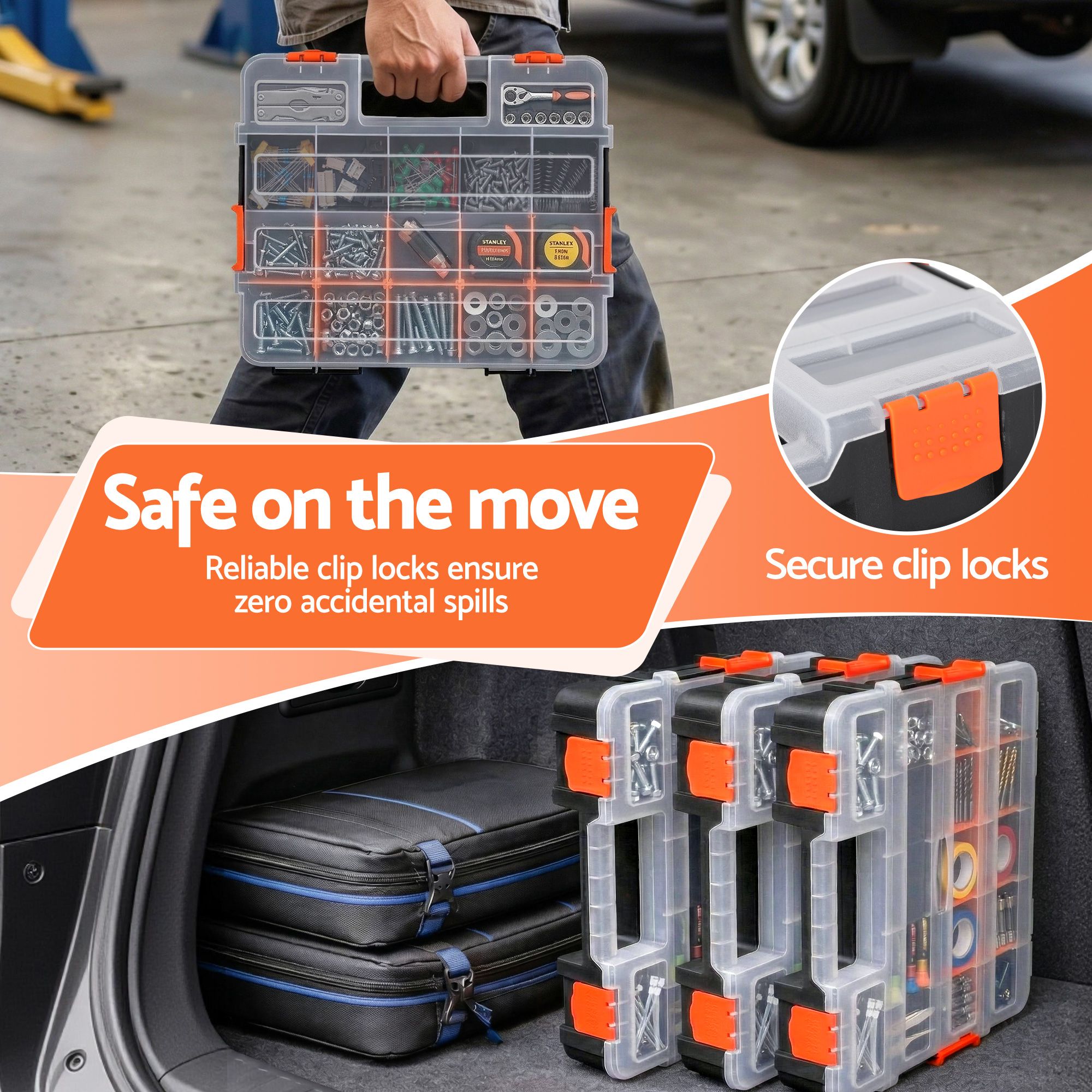 Giantz 3 Pack Tool Box Organizer with Hardware Storage Box for Small Parts-Tools > Tools Storage > Tool Boxes-PEROZ Accessories