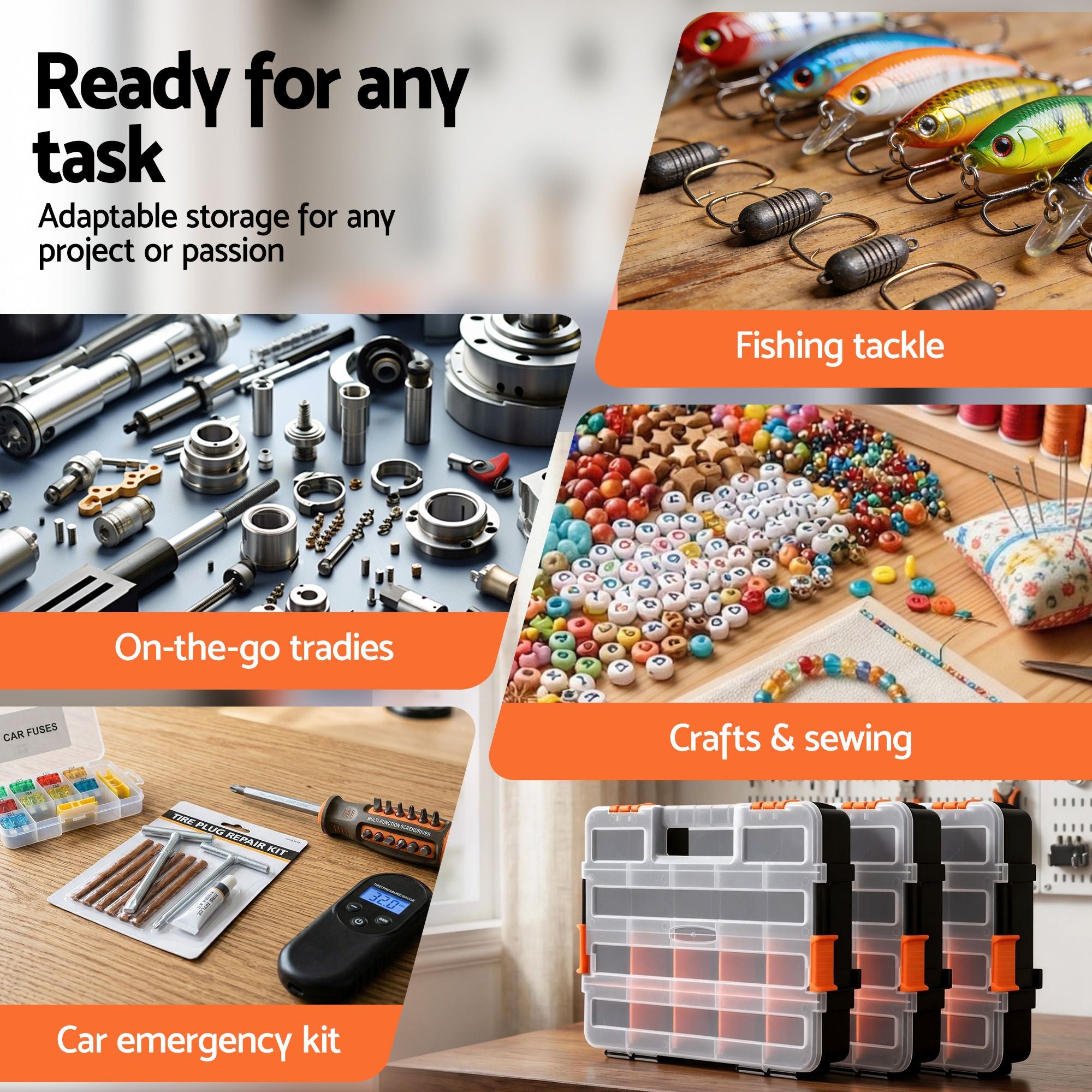 Giantz 3 Pack Tool Box Organizer with Hardware Storage Box for Small Parts-Tools > Tools Storage > Tool Boxes-PEROZ Accessories