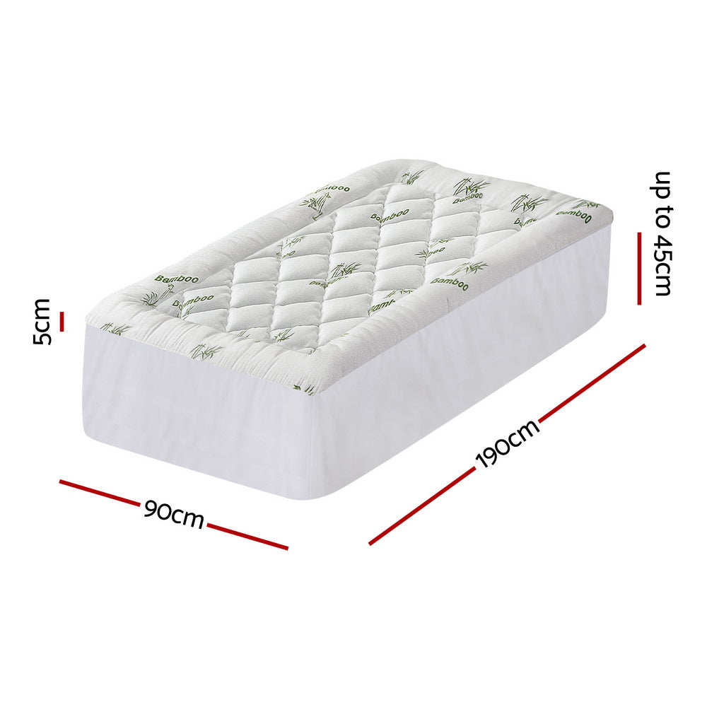 Giselle Mattress Topper 5cm Pillowtop toppers Bamboo Single-Furniture > Mattresses > Mattress Toppers-PEROZ Accessories
