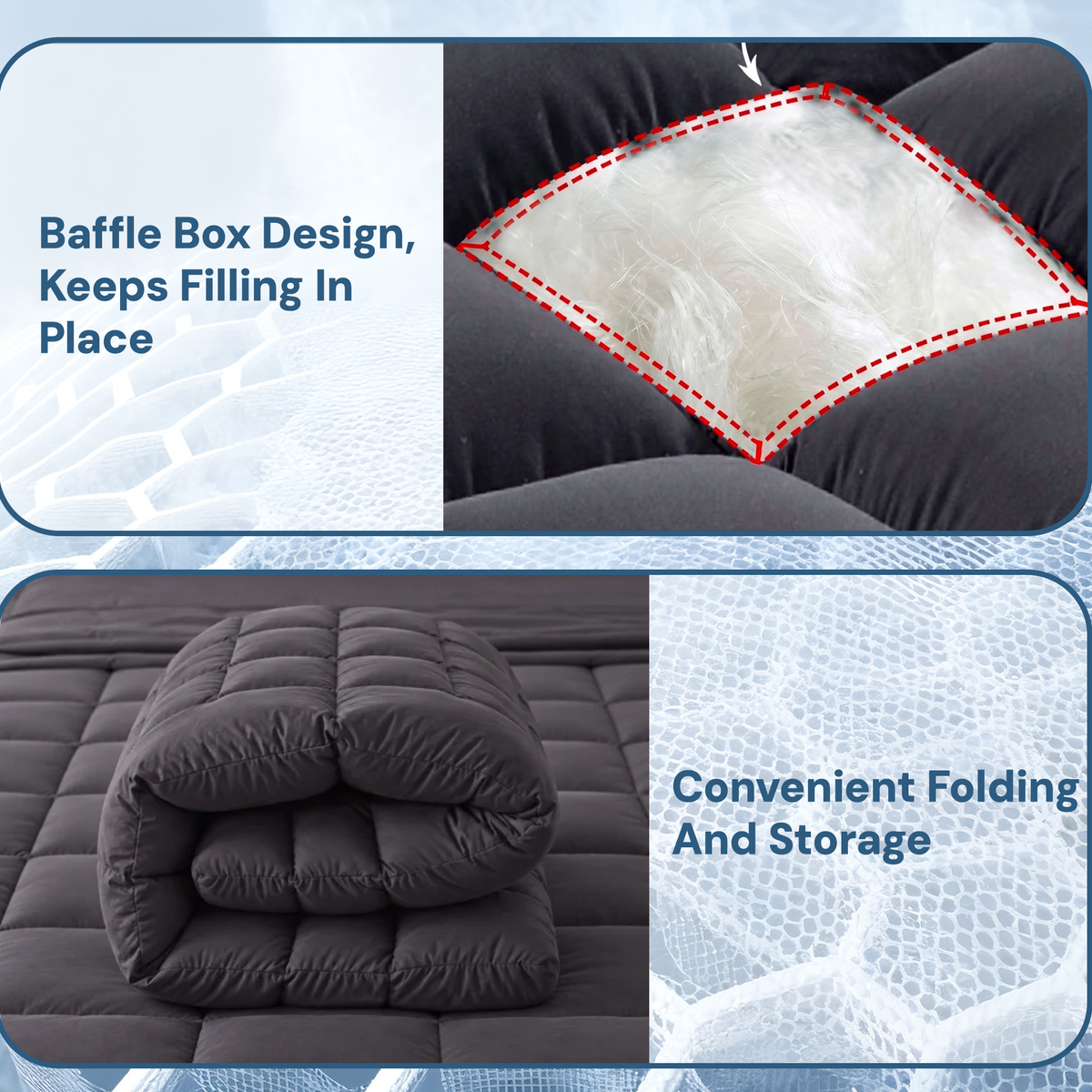 Giselle Bedding Bamboo Charcoal Filling Pillowtop Topper 1000GSM 5cm Thick Pillowtop Pad for Back Pain Relief Washable with 45cm Deep Pocket Single-Mattress Toppers-PEROZ Accessories