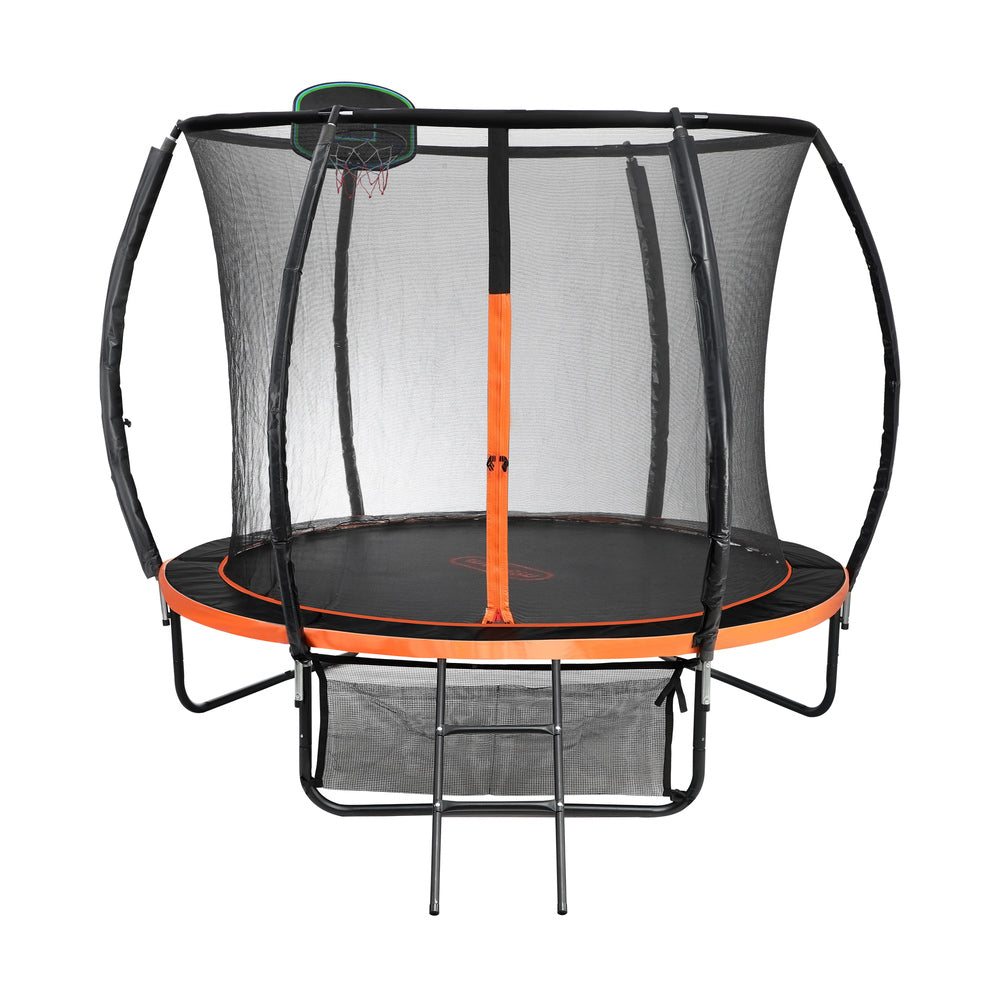Mazam 10FT Kids Trampline Safety Net Basketball Set Ladder Round-Trampoline-PEROZ Accessories