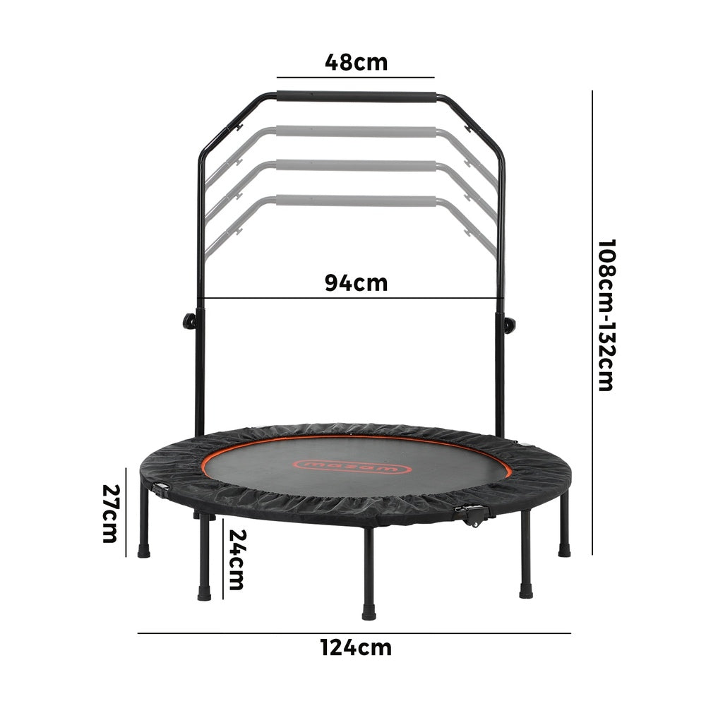 Mazam 48" Trampoline Round Fitness Rebounder Handrail-Trampoline-PEROZ Accessories