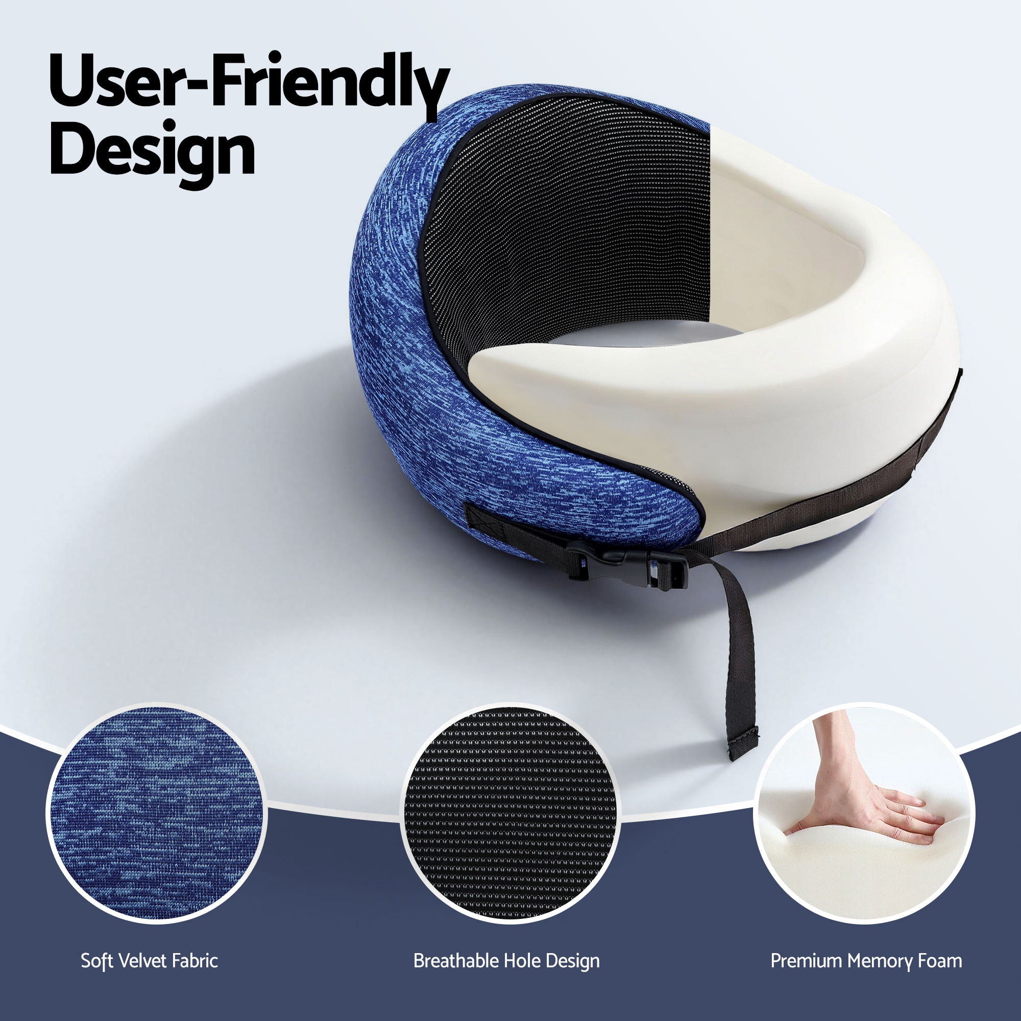 Wanderlite Travel Pillows for Airplanes Ergonomic Memory Foam Neck Pillow, Breathable & Washable Cover, Travel Bag Included, Airplane Pillow for Airplane, Car, Office and Home, Blue-Home & Garden > Bedding > Pillows-PEROZ Accessories