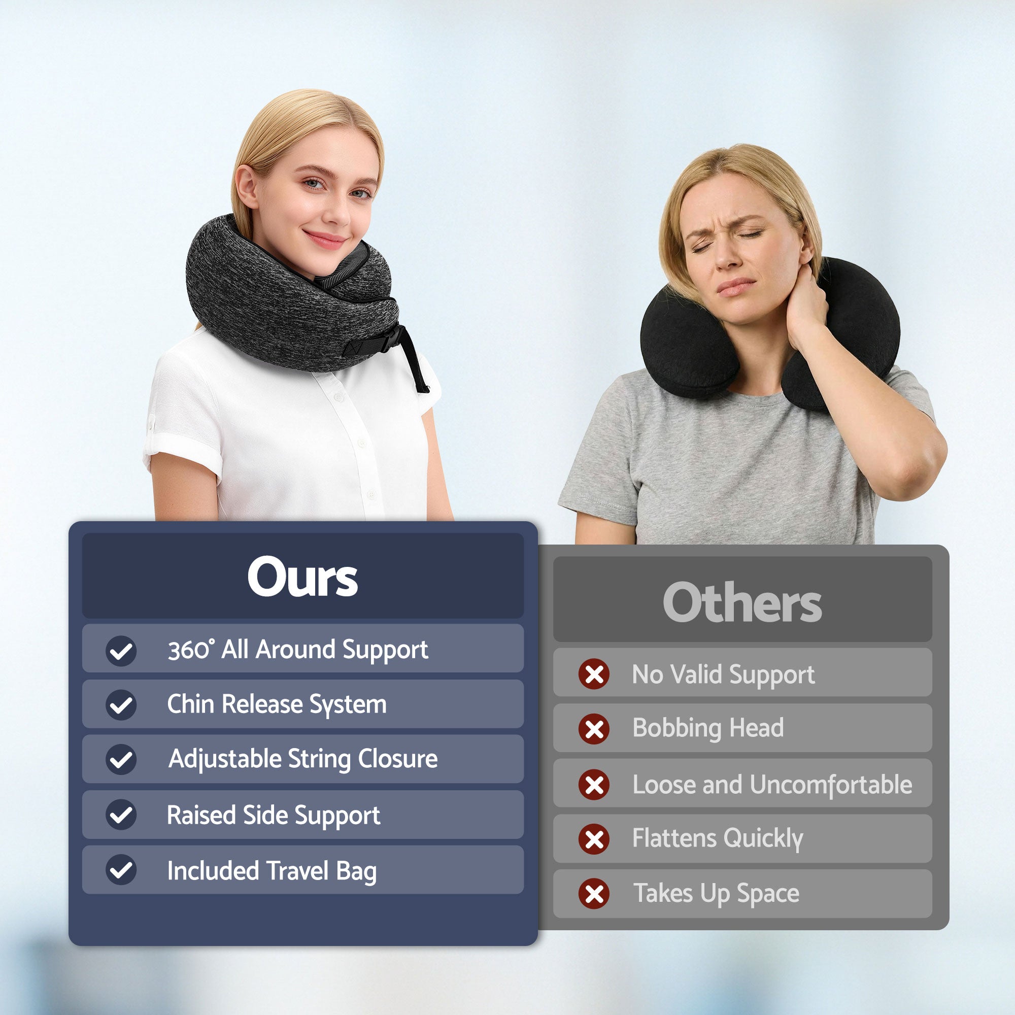 Wanderlite Travel Pillows for Airplanes Ergonomic Memory Foam Neck Pillow, Breathable & Washable Cover, Travel Bag Included, Airplane Pillow for Airplane, Car, Office and Home, Dark Grey-Home & Garden > Bedding > Pillows-PEROZ Accessories