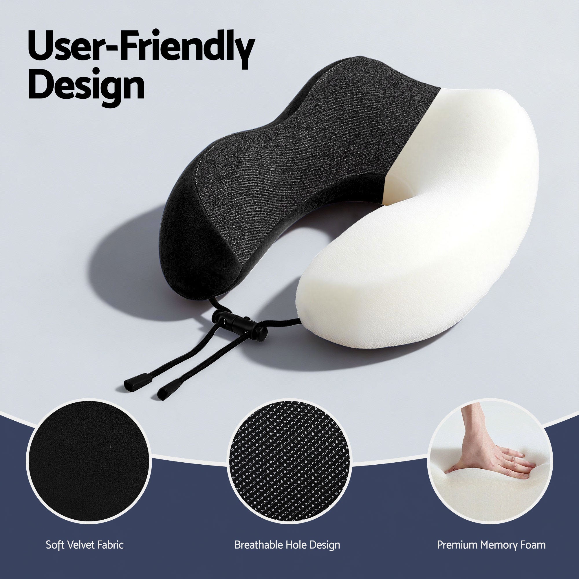 Wanderlite Travel Pillow for Airplanes Memory Foam Neck Pillows for Traveling, Soft & Washable Cover with Storage Bag, Portable Plane Accessories for Airplanes Offices Cars, Black-Home & Garden > Bedding > Pillows-PEROZ Accessories