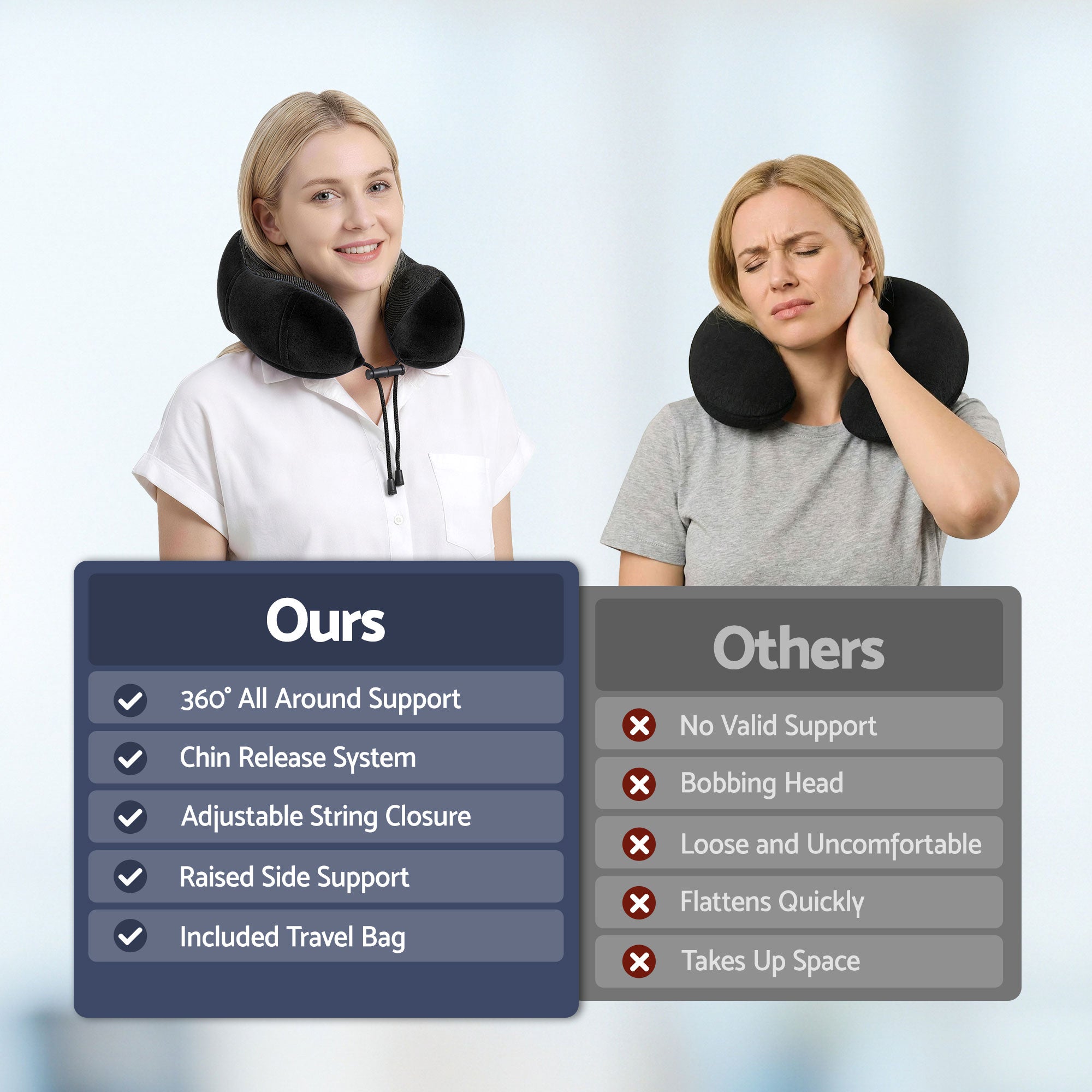 Wanderlite Travel Pillow for Airplanes Memory Foam Neck Pillows for Traveling, Soft & Washable Cover with Storage Bag, Portable Plane Accessories for Airplanes Offices Cars, Black-Home & Garden > Bedding > Pillows-PEROZ Accessories