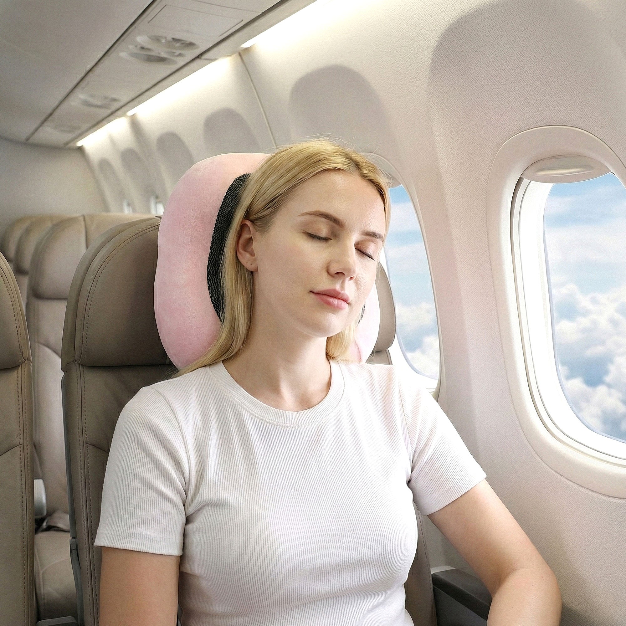 Wanderlite Travel Pillow for Airplanes Memory Foam Neck Pillows for Traveling, Soft & Washable Cover with Storage Bag, Portable Plane Accessories for Airplanes Offices Cars, Pink-Home & Garden > Bedding > Pillows-PEROZ Accessories