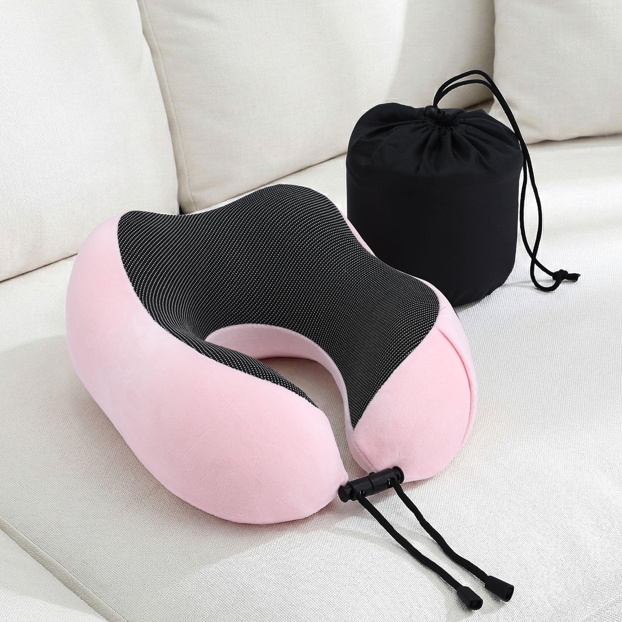 Wanderlite Travel Pillow for Airplanes Memory Foam Neck Pillows for Traveling, Soft & Washable Cover with Storage Bag, Portable Plane Accessories for Airplanes Offices Cars, Pink-Home & Garden > Bedding > Pillows-PEROZ Accessories