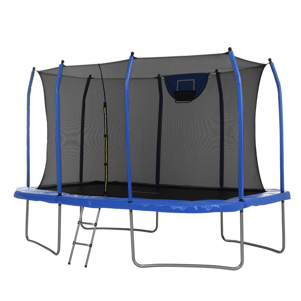 Everfit 12FT Trampoline Kids Rectangle Rebounder with Basketball Set Safety Net-Sports & Fitness > Trampolines > Trampolines & Accessories-PEROZ Accessories