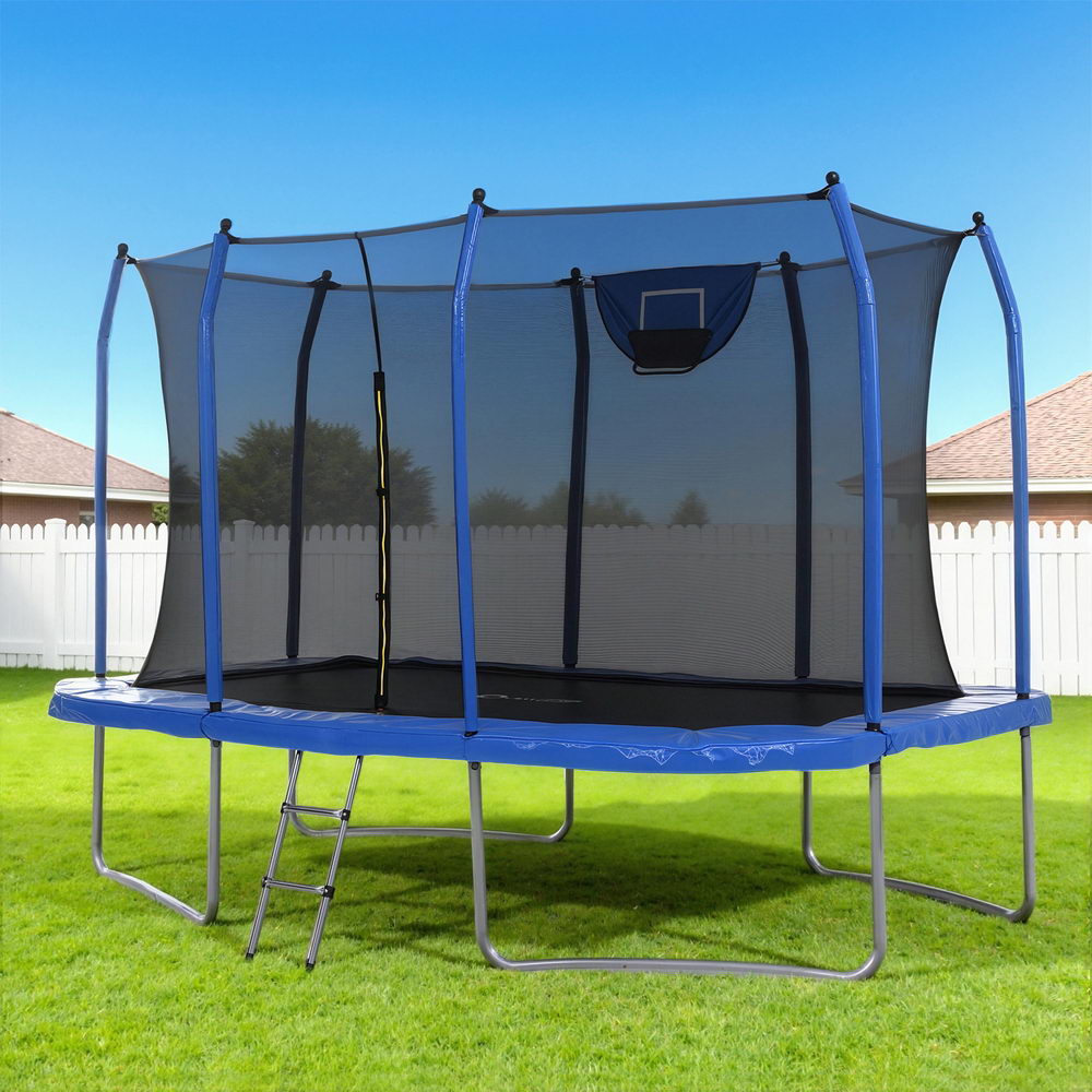 Everfit 12FT Trampoline Kids Rectangle Rebounder with Basketball Set Safety Net-Sports & Fitness > Trampolines > Trampolines & Accessories-PEROZ Accessories