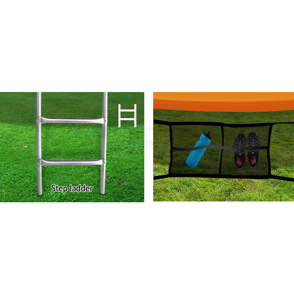 14ft Trampoline Everfit Kids Trampoline Rebounder w/ Ladder Basketball Hoop Orange-Sports & Fitness > Trampolines > Trampolines & Accessories-PEROZ Accessories
